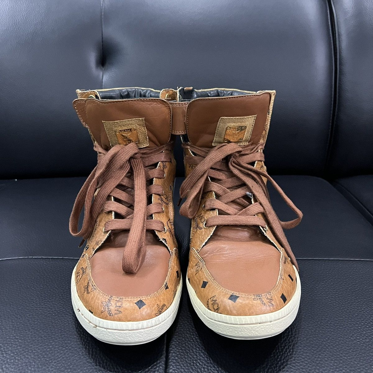 MCM MCM Monogram High-Top Sneakers Size US 8.5 / EU 41-42 - 13 Thumbnail