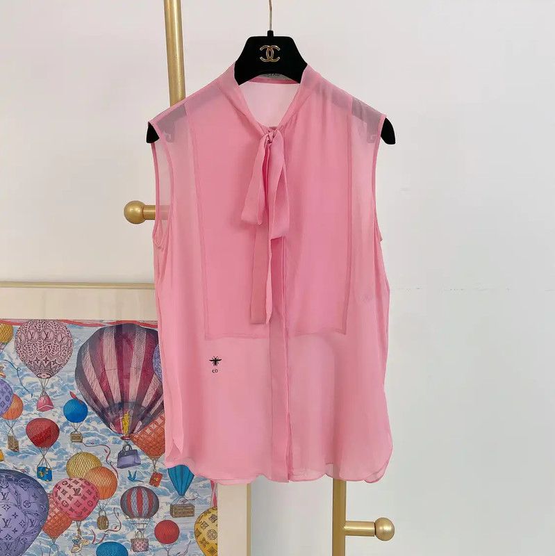 Dior Dior Pink Silk Summer Blouse for Women 0089 Size S / US 4 / IT 40 - 1 Thumbnail