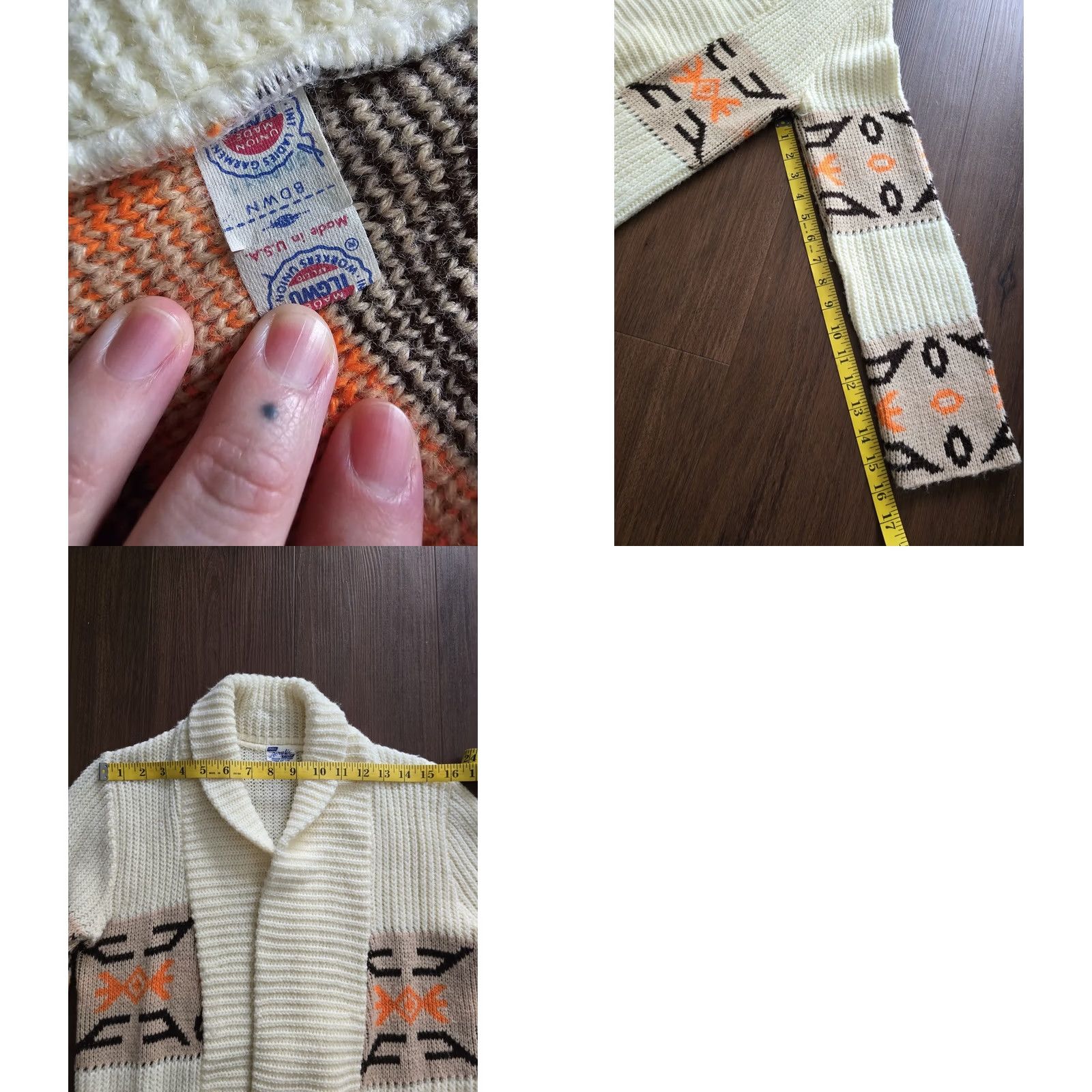 Vintage VINTAGE 70s Aztec Southwestern Sweater Unisex M Beige Acrylic long sleeve Boho Hippie Union Made Unbranded Mens Womens Girls Boys Size US M / EU 48-50 / 2 - 8 Thumbnail
