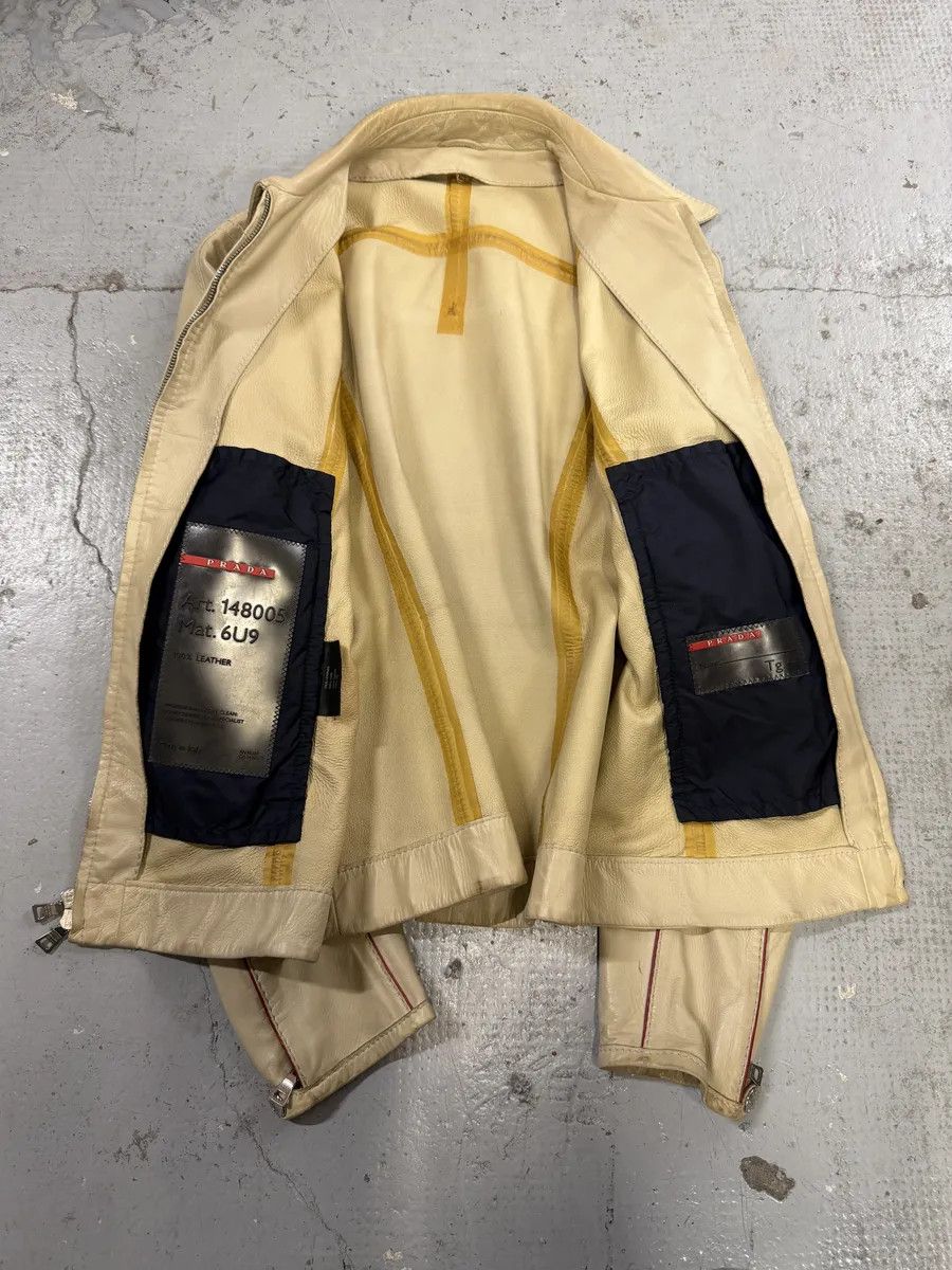 Prada 2000s Prada Creamy White Biker Leather Jacket Size S / US 4 / IT 40 - 6 Thumbnail