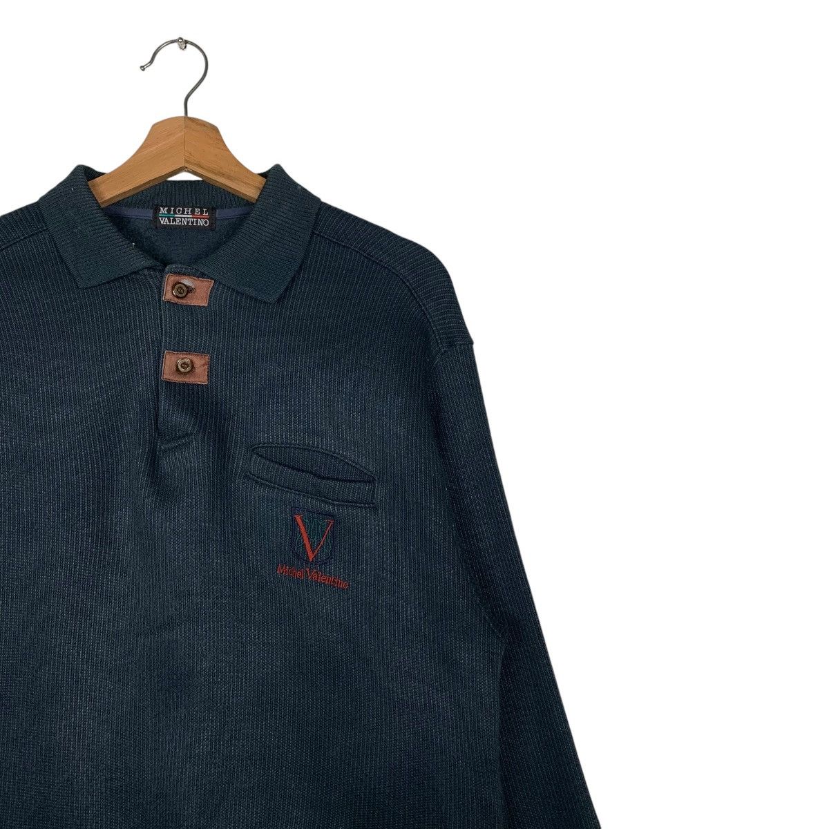 Japanese Brand MICHEL VALENTINO Single Pocket Polo Sweatshirt #1539-C69 Size US S / EU 44-46 / 1 - 5 Thumbnail