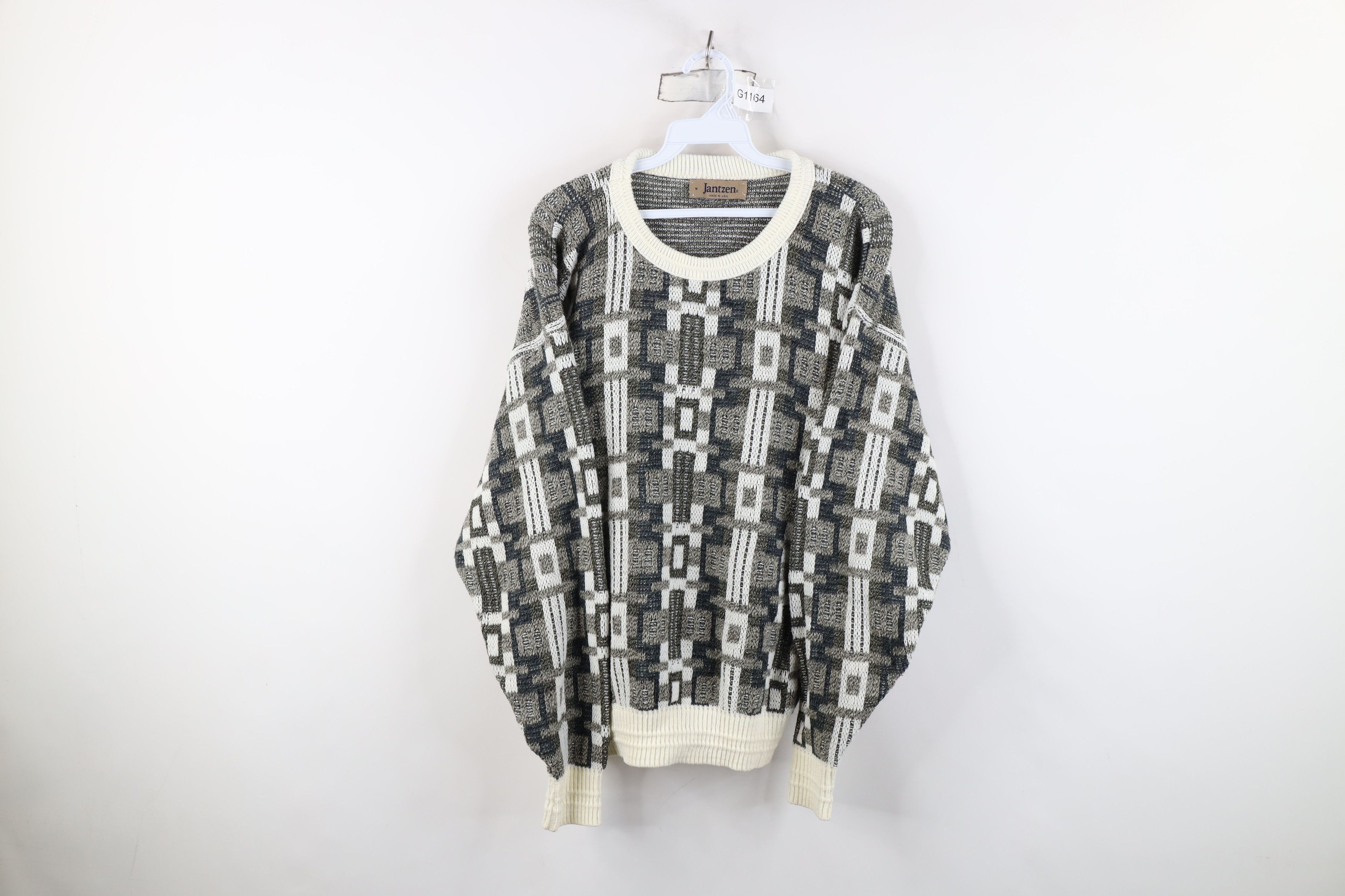 Vintage Vintage 90s Streetwear Geometric Knit Crewneck Sweater USA Size US M / EU 48-50 / 2 - 1 Thumbnail