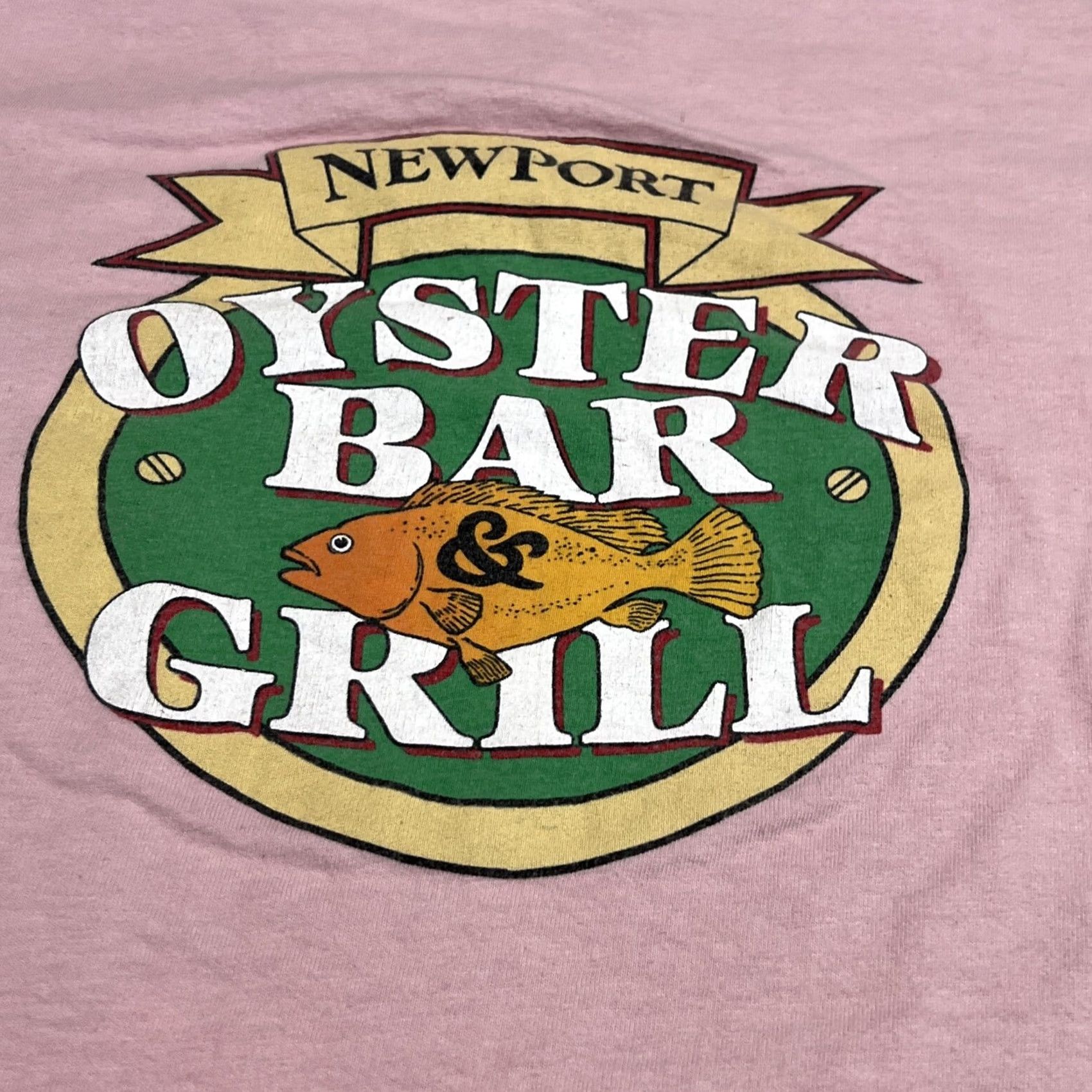 Vintage VINTAGE Newport Oyster Bar & Grill Shirt XL Pink Single Stitch 1990s Stedman Graphic Tee Mens Size US XL / EU 56 / 4 - 2 Thumbnail