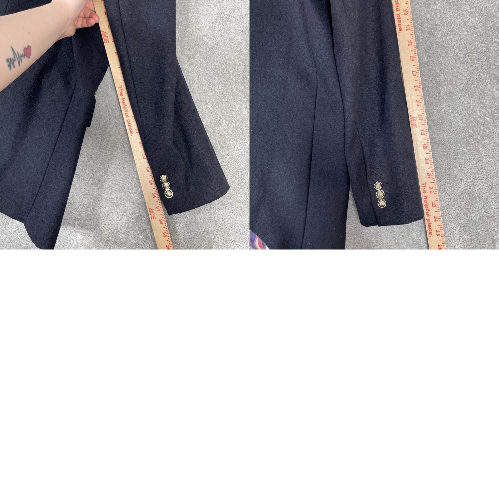 Mango Mango MNG Blazer Womens XS Navy Blue Wool Blend Double Breasted Gold Button Coat Jacket Size XS / US 0-2 / IT 36-38 - 9 Thumbnail