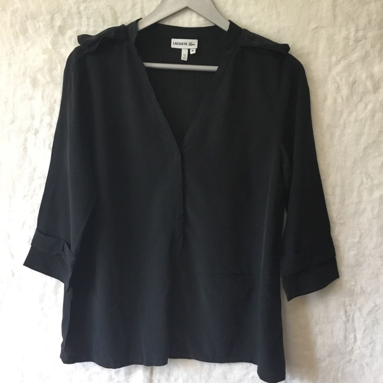 Lacoste Lacoste Black Long-Sleeve V-Neck Shirt Size M / US 6-8 / IT 42-44 - 2 Thumbnail