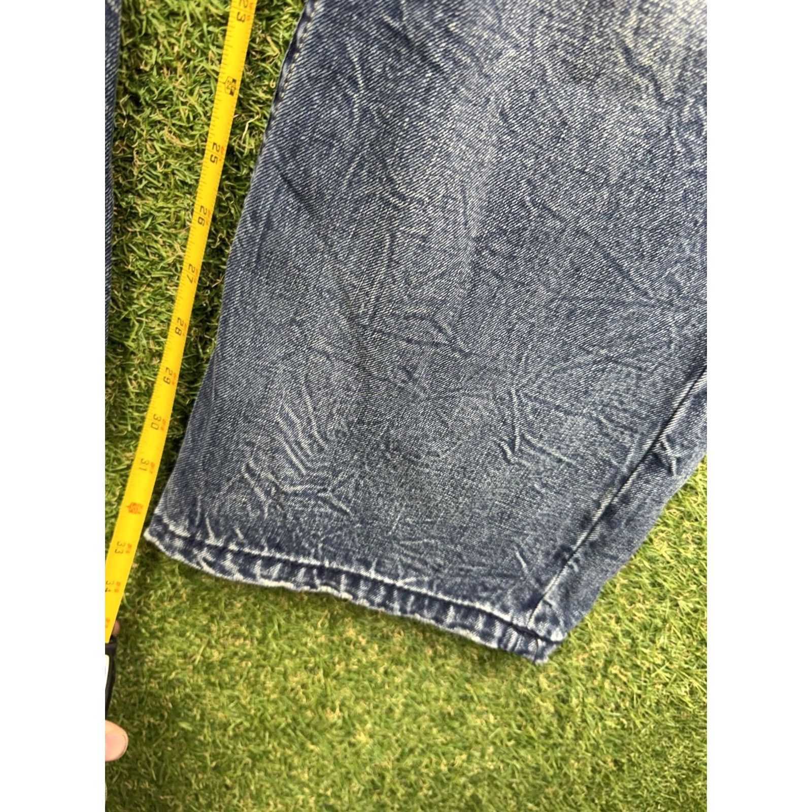Denime KING OF PRIDES Jeans Mens 32x32 Blue Bootcut Denim 90s Lion Dragon Logo Distressed Pockets Regular Rise Mid 32 in Inseam Bottoms Men Size US 32 / EU 48 - 7 Thumbnail