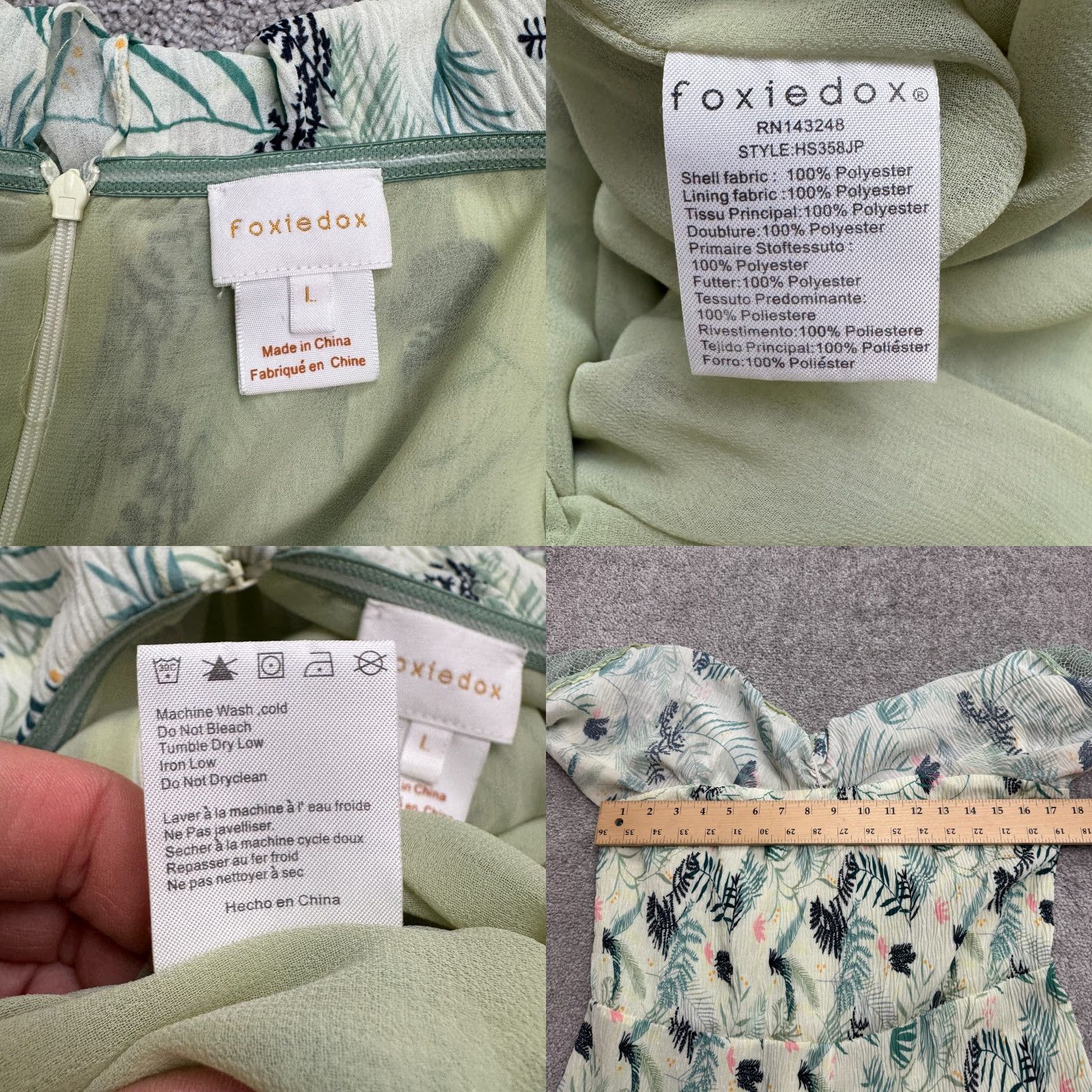 Vintage Foxiedox Jumpsuit Women Large Green Floral Sleeveless Wide-Leg Size 36" / US 14 / IT 50 - 8 Thumbnail