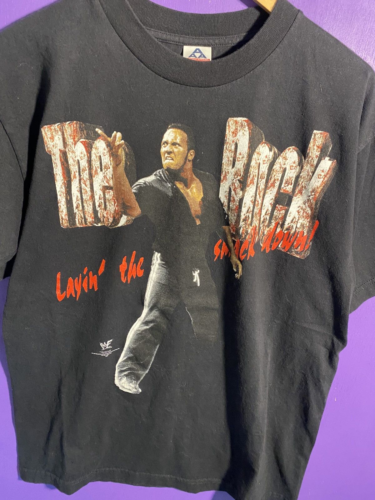 WWF Vintage 1999 WWF The Rock layin the smack down t-shirt Size US L / EU 52-54 / 3 - 3 Thumbnail