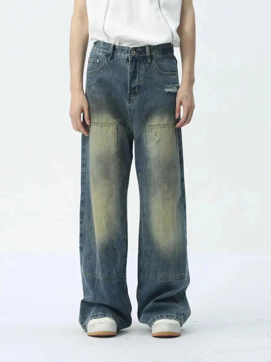 Japanese Brand Retro loose patchwork ripped jeans Size US 32 / EU 48 - 2 Thumbnail