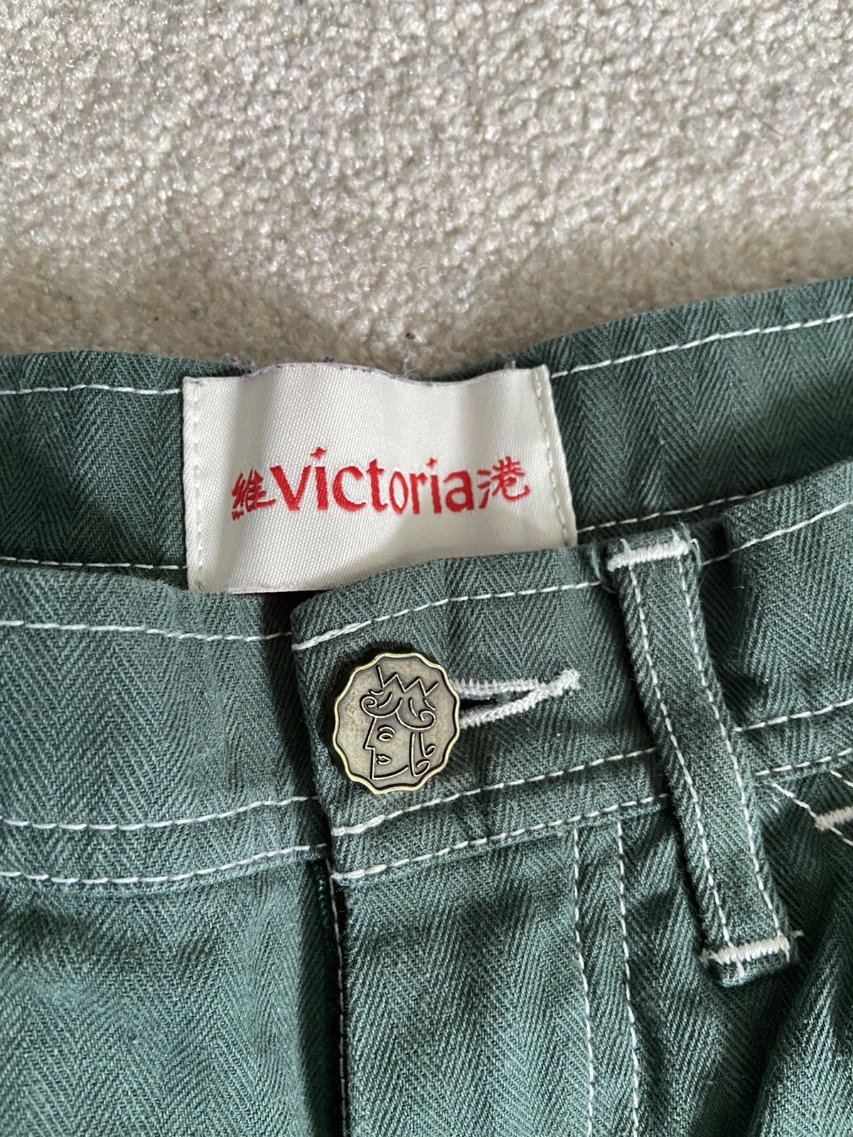Vintage Olive Herringbone twill double knee work pants Size US 30 / EU 46 - 3 Thumbnail