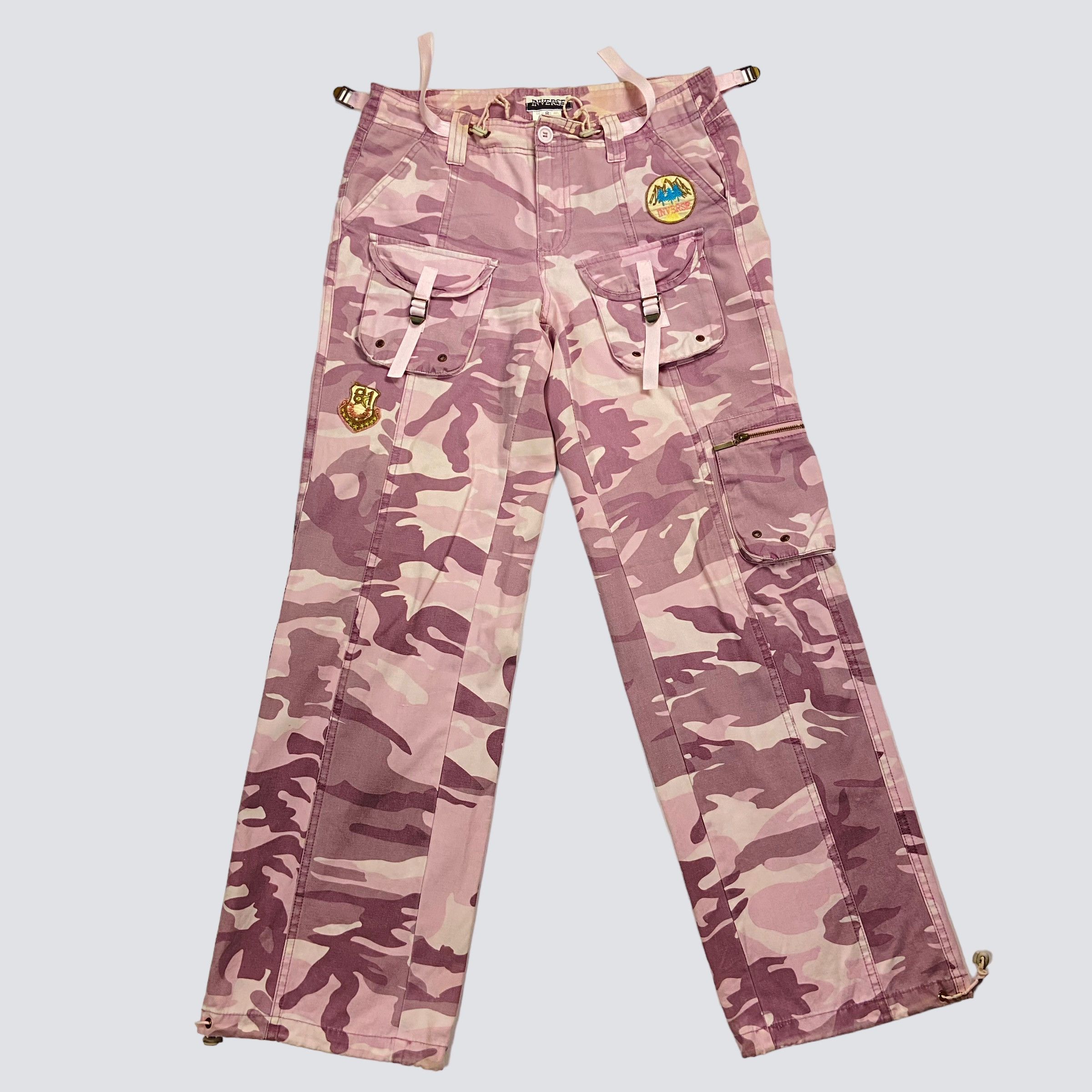 Japanese Brand MULTIPOCKET BONDAGE CUTE BABY PINK Y2K CARGO PANTS - № 3088 Size US 30 / EU 46 - 2 Thumbnail