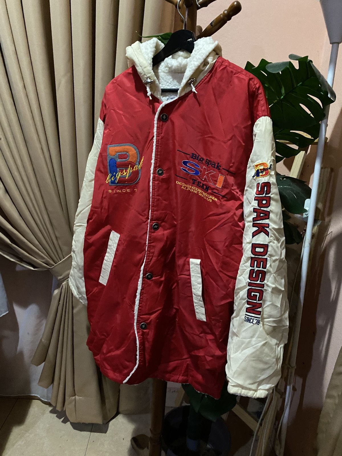 Vintage Vintage 1980s Big Spak Ski Team Jacket –Two-Tone Red & Cream Size US L / EU 52-54 / 3 - 4 Thumbnail