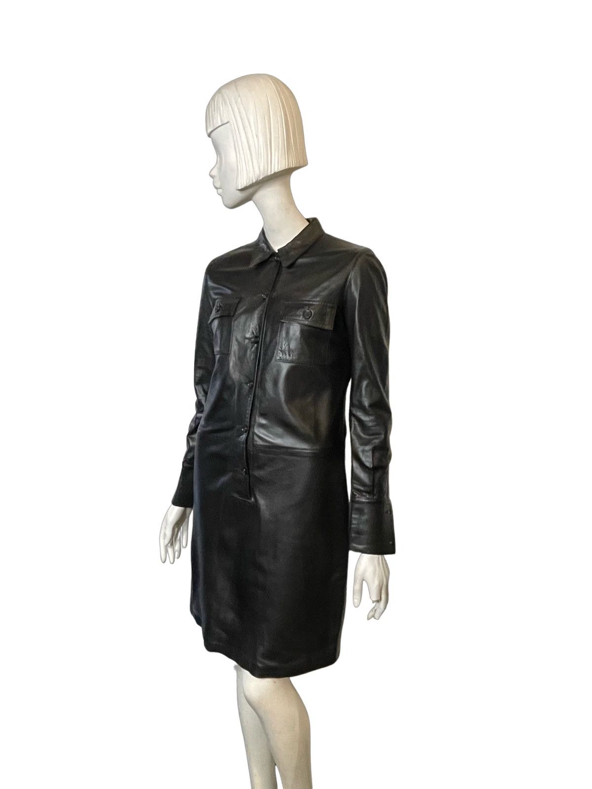Helmut Lang Helmut Lang 1997 Leather Shirt Dress Size S / US 4 / IT 40 - 2 Thumbnail