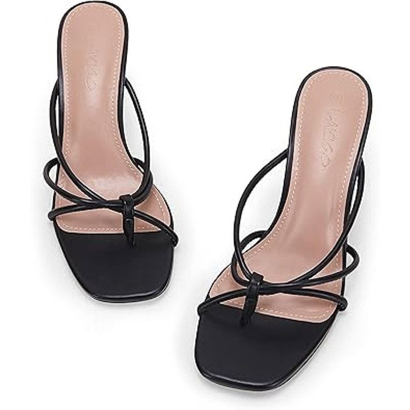 Other Laicigo Women's Size 8 Black Strappy Slide-On 3.5" Heels Size US 8 / IT 38 - 2 Thumbnail