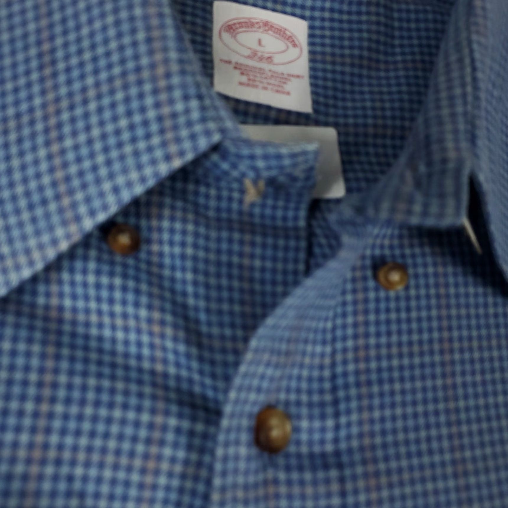 Brooks Brothers Brooks Brothers Shirt Mens Large Blue Check Button Up Long Sleeve Size US L / EU 52-54 / 3 - 3 Thumbnail