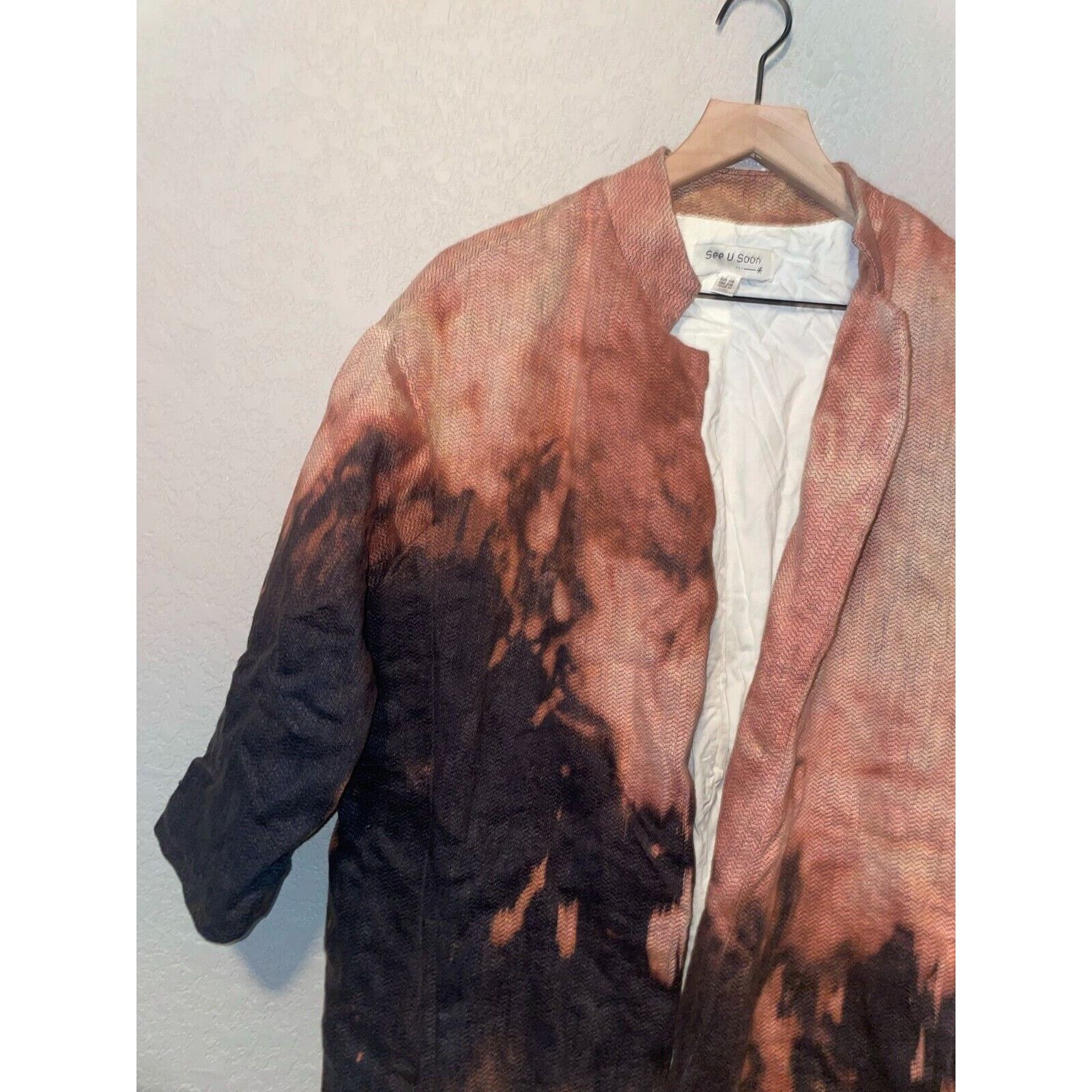 Vintage See U Soon Jacket Black Bleached Blazer Linen Poly M Medium Size M / US 6-8 / IT 42-44 - 6 Thumbnail