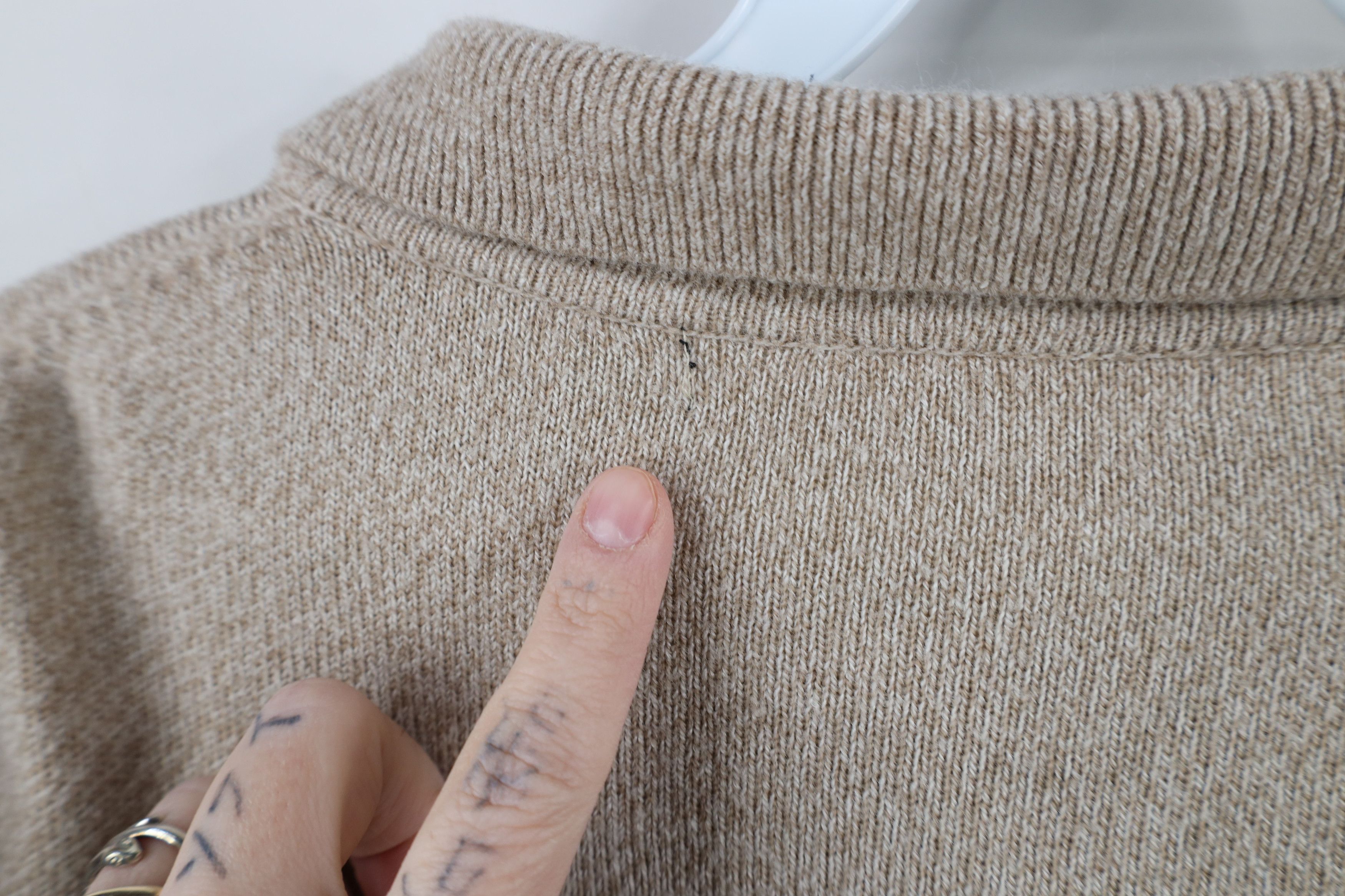 Vintage Vintage 90s Streetwear Knit Collared Sweater Oatmeal Brown Size US L / EU 52-54 / 3 - 7 Thumbnail
