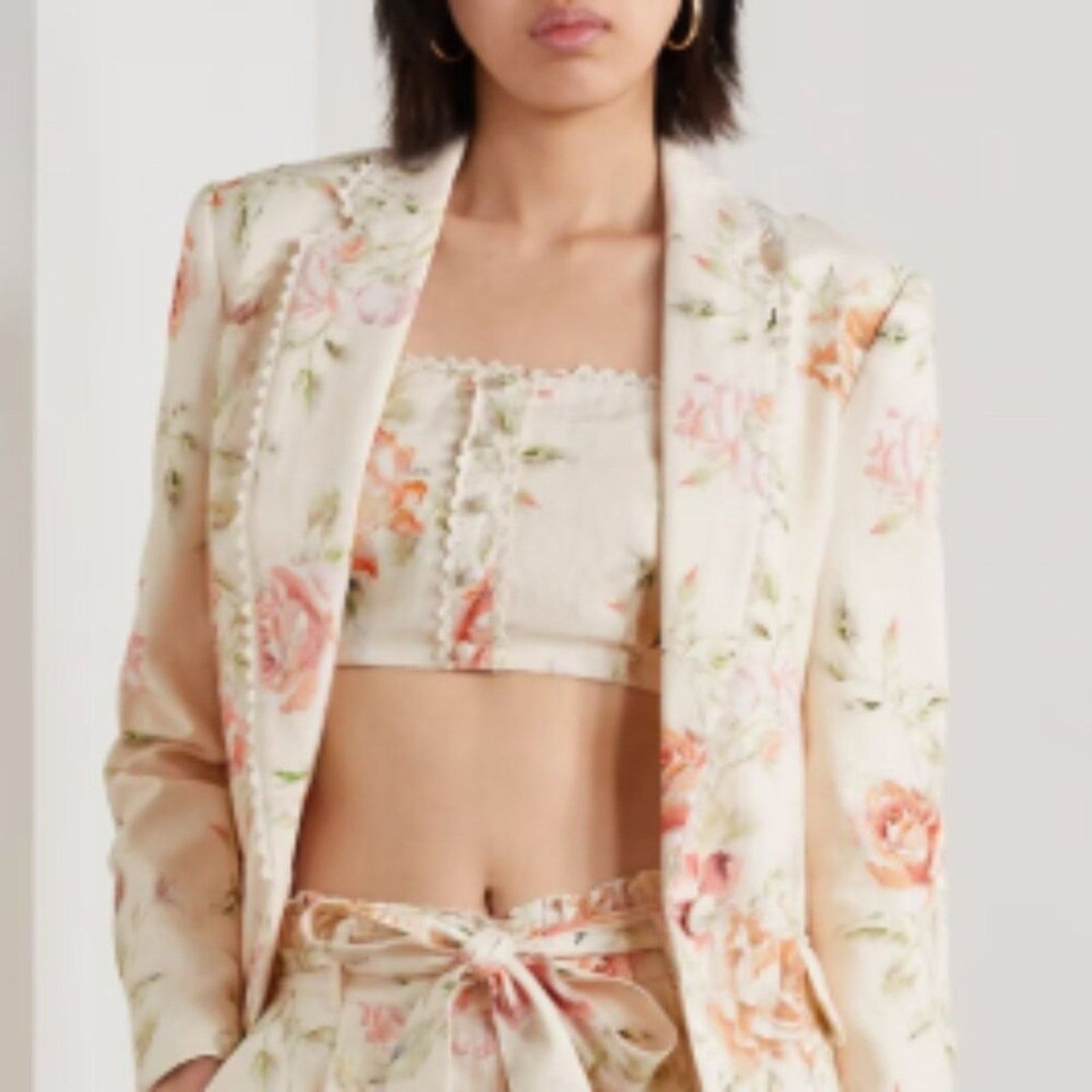 LoveShackFancy Emmalou cropped crochetrimmed floral print linen top Size M / US 6-8 / IT 42-44 - 4 Thumbnail