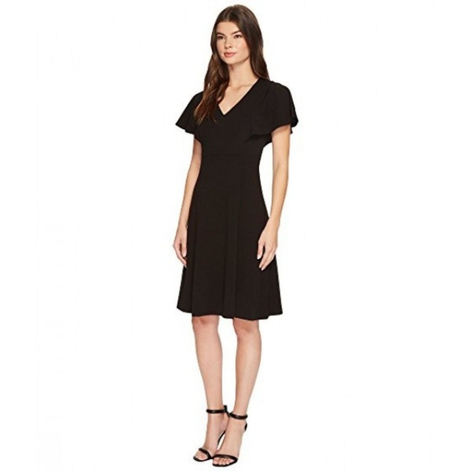 Calvin Klein Black Short Sleeve Fit & Flare Dress