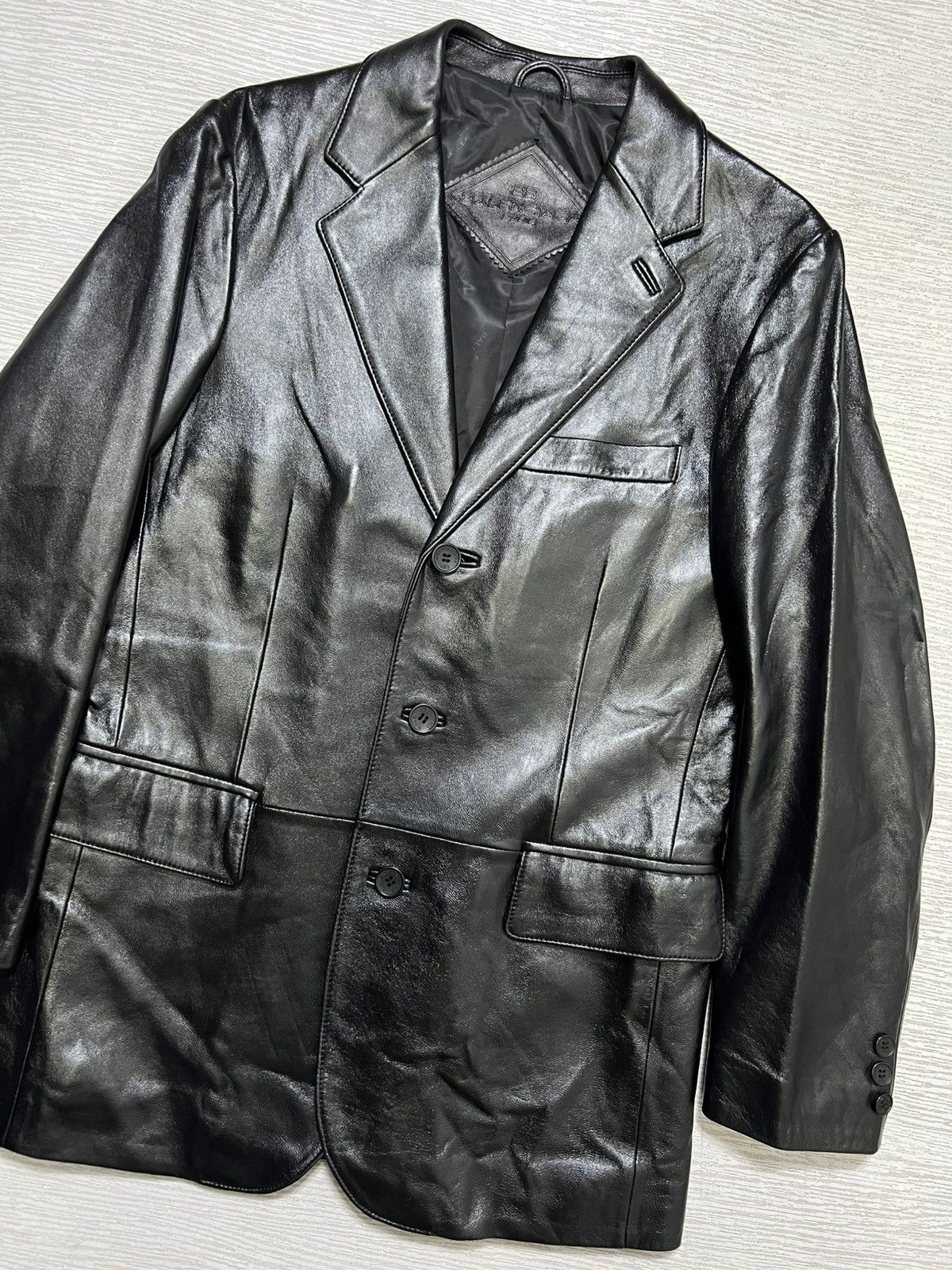 Balenciaga Balenciaga - Vintage - 1997 - Leather Blazer Size US L / EU 52-54 / 3 - 4 Thumbnail