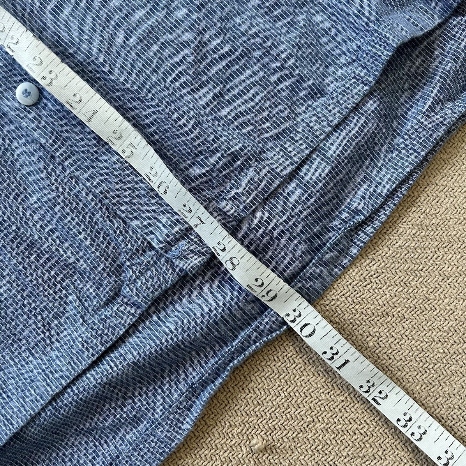 Other Hombre Tulum Chambray Striped Camp Collar Button Up Shirt Size US M / EU 48-50 / 2 - 7 Thumbnail
