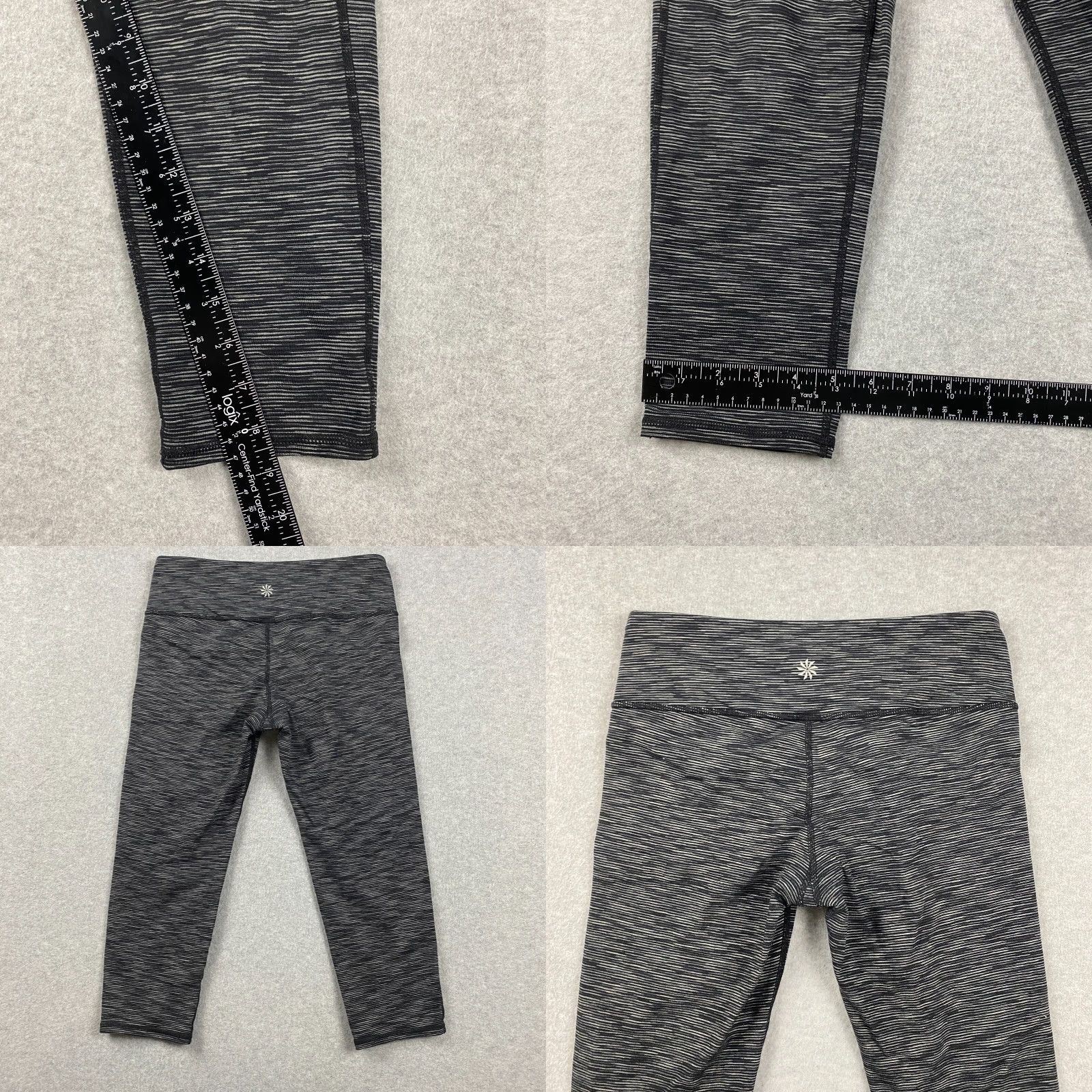 Athleta Athleta Leggings Womens Small S Black Pull On Striped Capri Mid-Rise Stretch Size 26" / US 2 / IT 38 - 8 Thumbnail