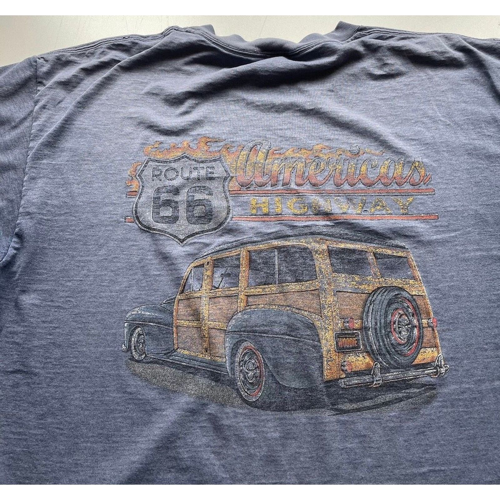 Vintage Vintage 90s Route 66 American Car Art T Shirt XL Faded Rare Size US XL / EU 56 / 4 - 2 Thumbnail