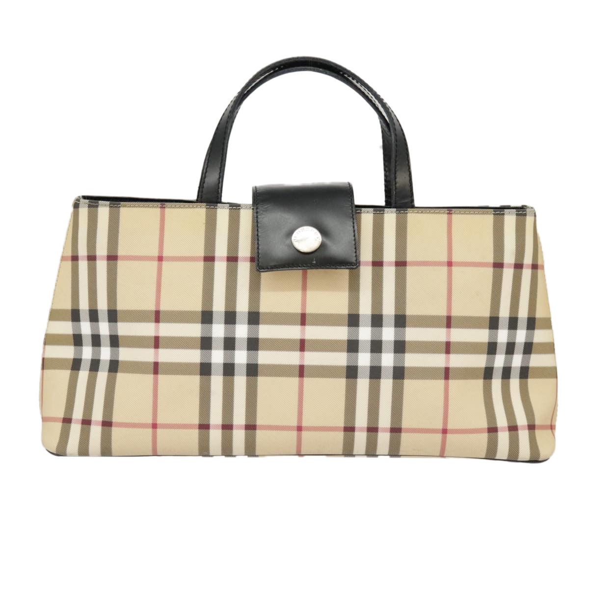 Nova Check Beige Canvas Handbag (Pre-Owned)