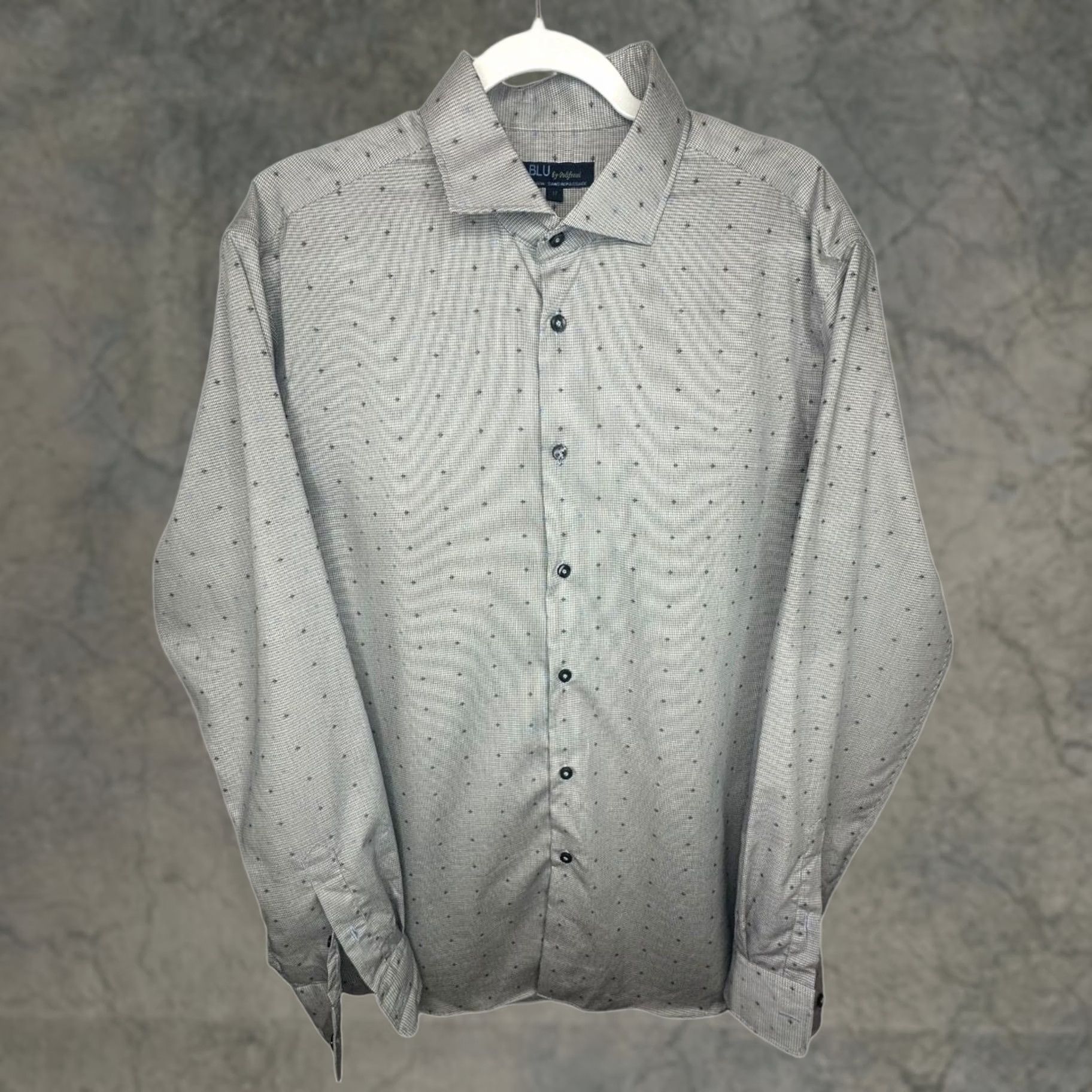 Vintage BLU by Polifroni Shirt Mens XL Geometric Print Non Iron Button Down Size US XL / EU 56 / 4 - 1 Thumbnail