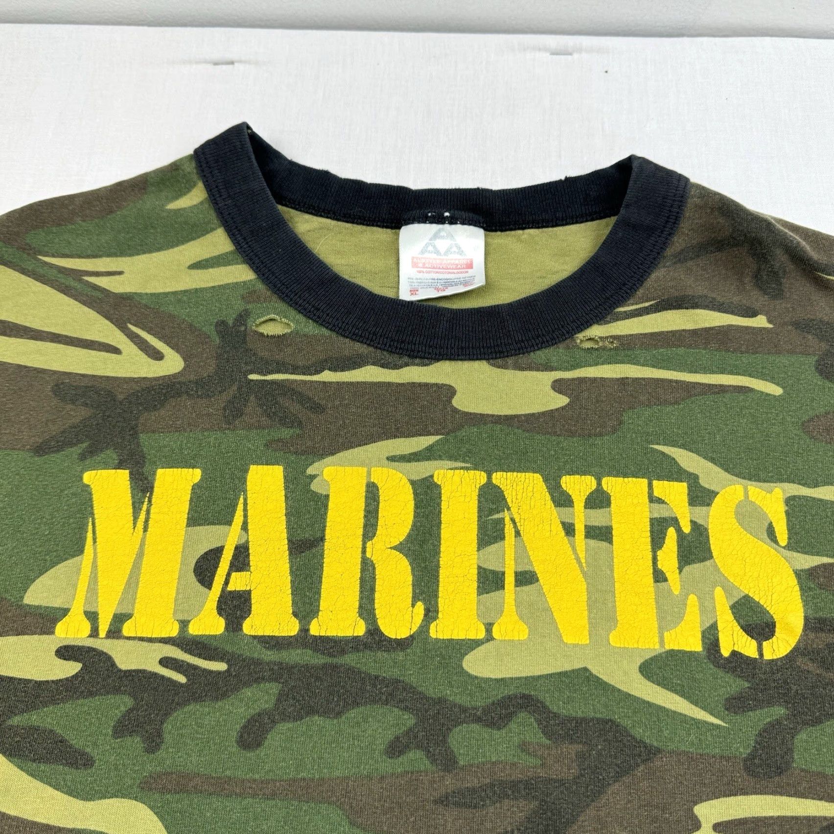 Vintage VINTAGE Marines Shirt Adult XL Green Camo Grunge Y2K Military Ringer 90s America Size US XL / EU 56 / 4 - 3 Thumbnail
