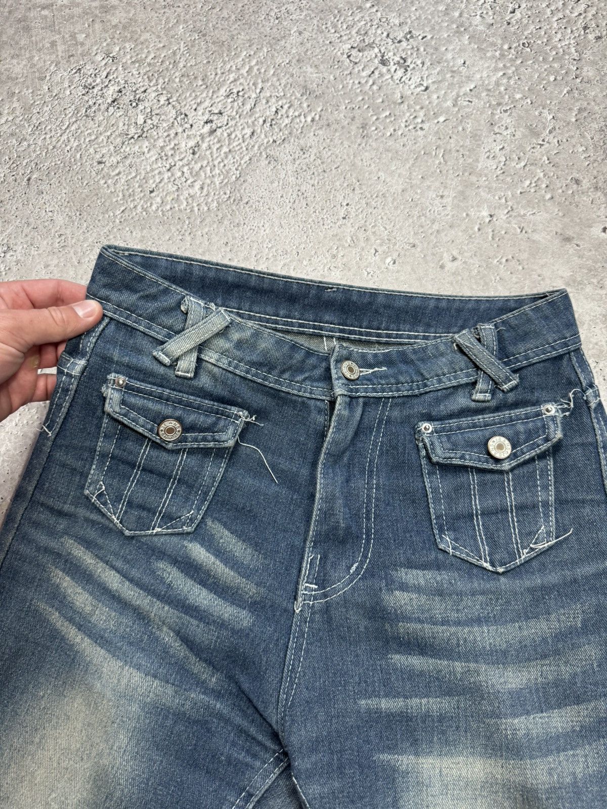 Other Vintage Flared Bootcut Jeans Wide Leg Distressed Mid Rise Size 26" / US 2 / IT 38 - 4 Thumbnail
