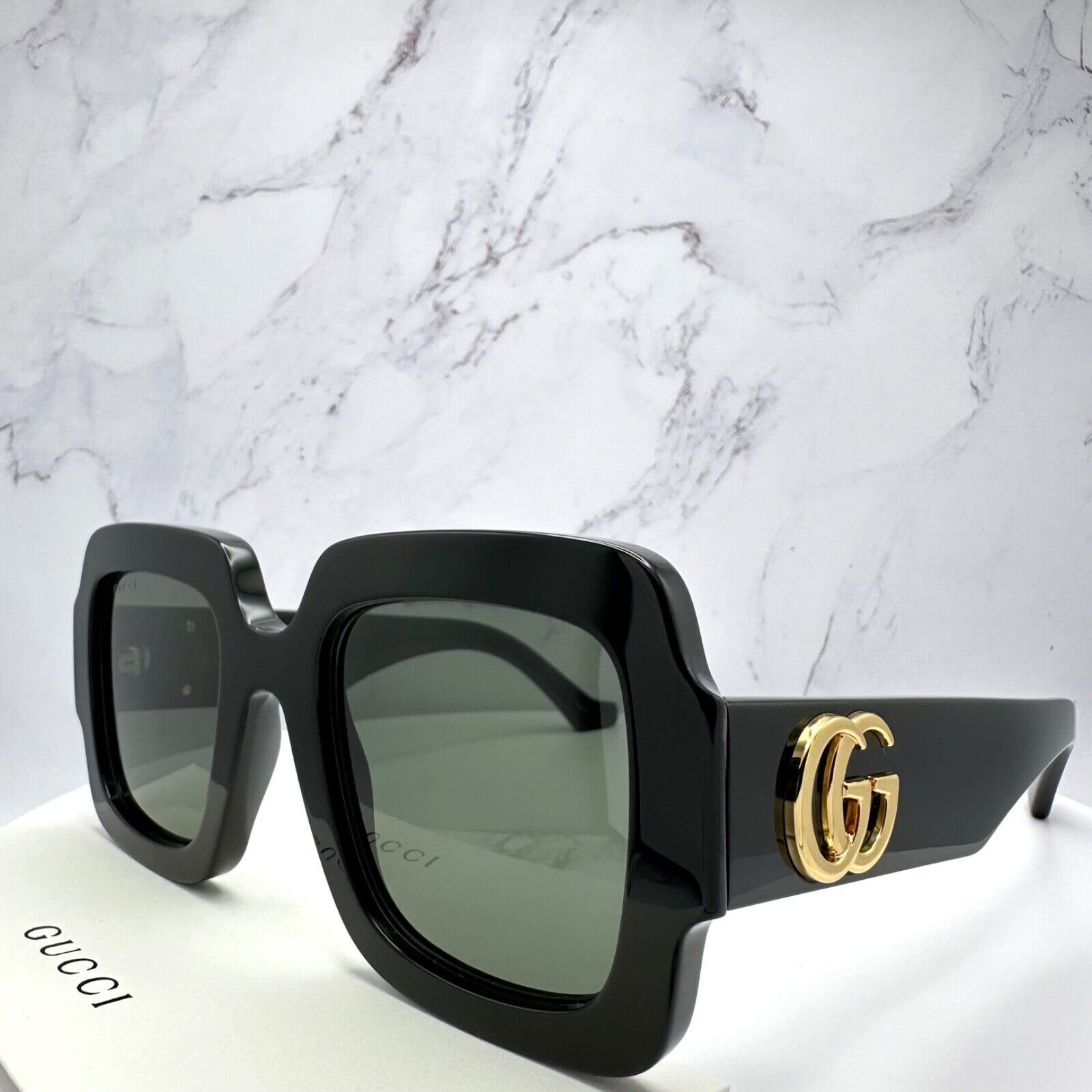 Gucci Gucci Sunglasses New Black Oversized Gold Metal GG Authentic Size ONE SIZE - 17 Thumbnail