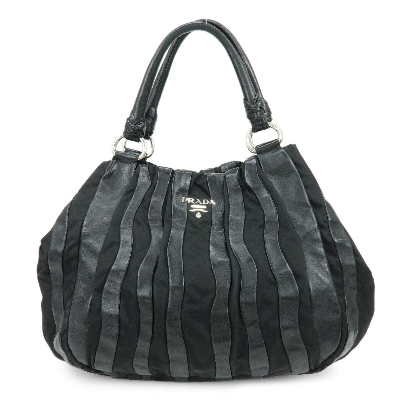 Prada Prada Logo Leather & Nylon Shoulder Bag Black Size ONE SIZE - 1 Thumbnail