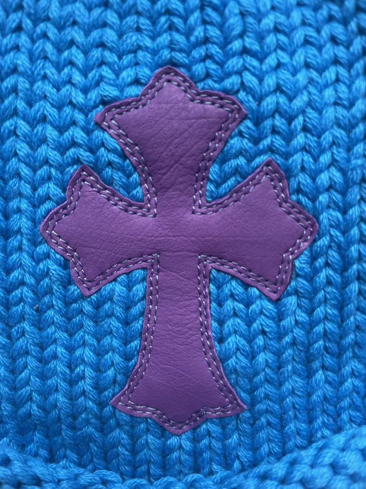 Chrome Hearts Chrome Hearts Cashmere Purple Cross Patch Blue Beanie Size ONE SIZE - 4 Thumbnail