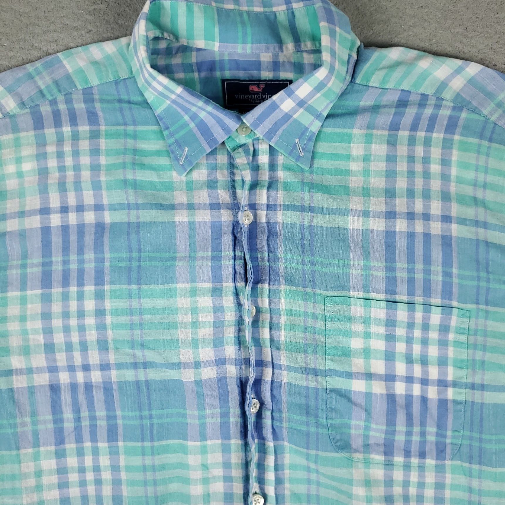 Vineyard Vines VINEYARD VINES Blue Plaid Button Up Shirt Mens Large Short Sleeve Casual Modern Preppy Size US L / EU 52-54 / 3 - 2 Thumbnail