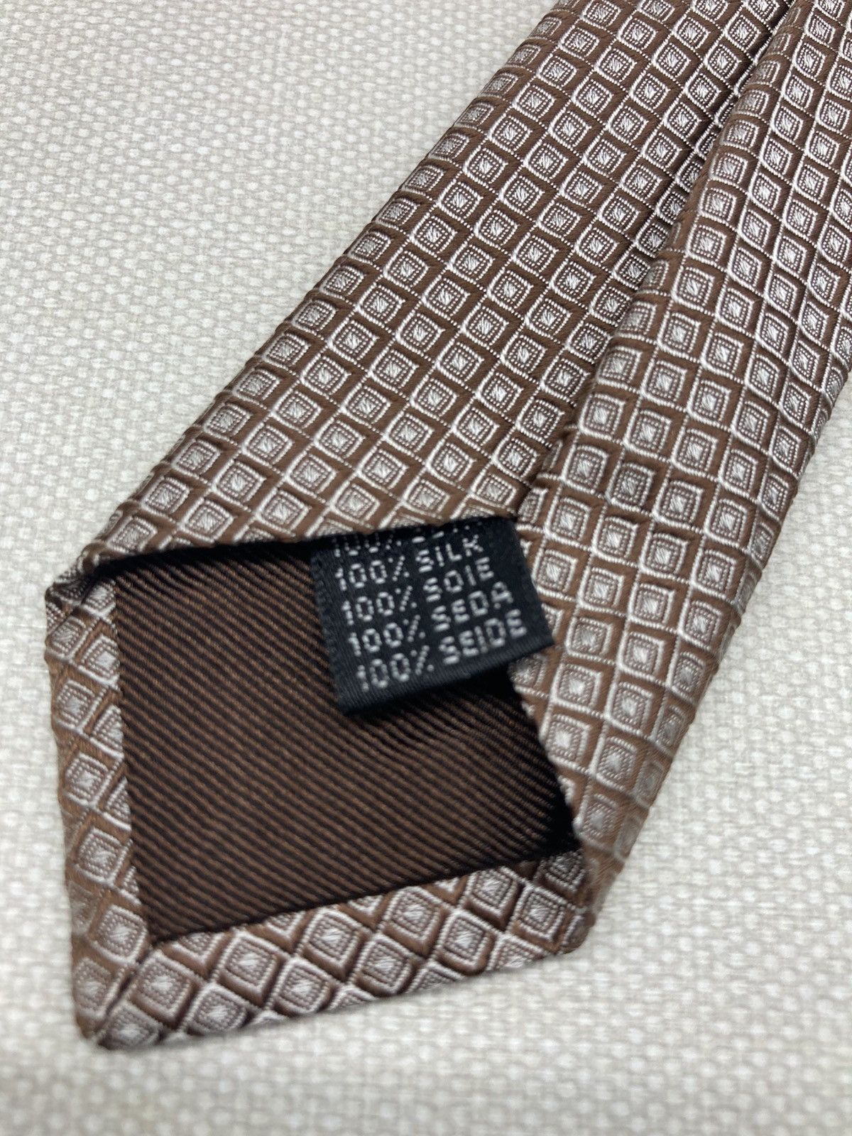 Patek Philippe Patek Philippe Silk Tie – Brown Geometric Pattern Size ONE SIZE - 5 Thumbnail