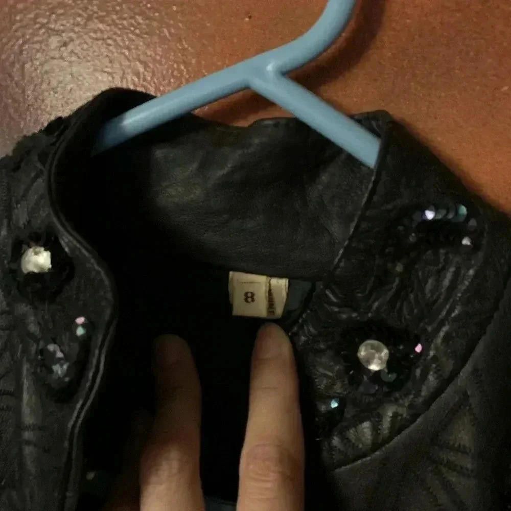 Designer Vintage leather jacket with sequin detail Size M / US 6-8 / IT 42-44 - 7 Thumbnail