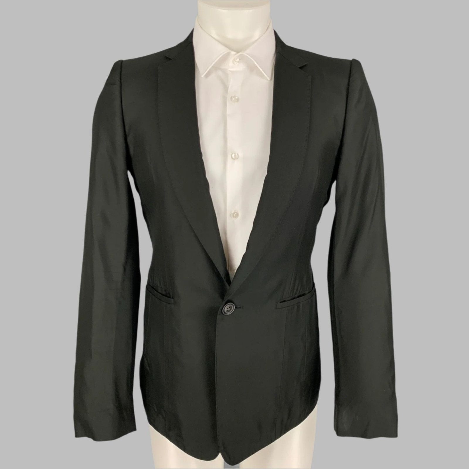 Julius JULIUS_7 Size 38 Black Silk Notch Lapel Sport Coat Size 38S - 1 Thumbnail
