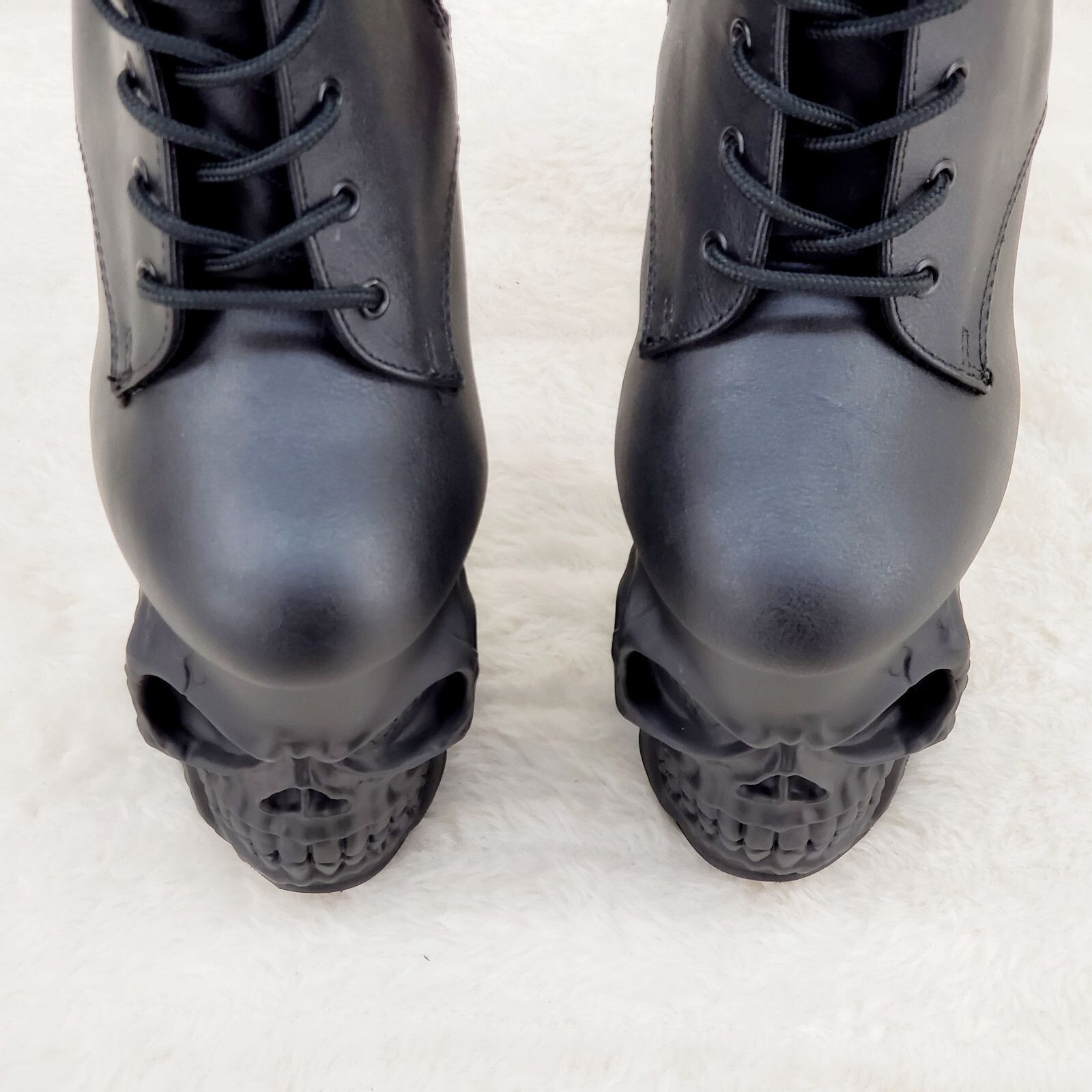 Other Rapture Black Matte Skull & Bones 8" High Heel Platform Ankl Size US 8 / IT 38 - 8 Thumbnail