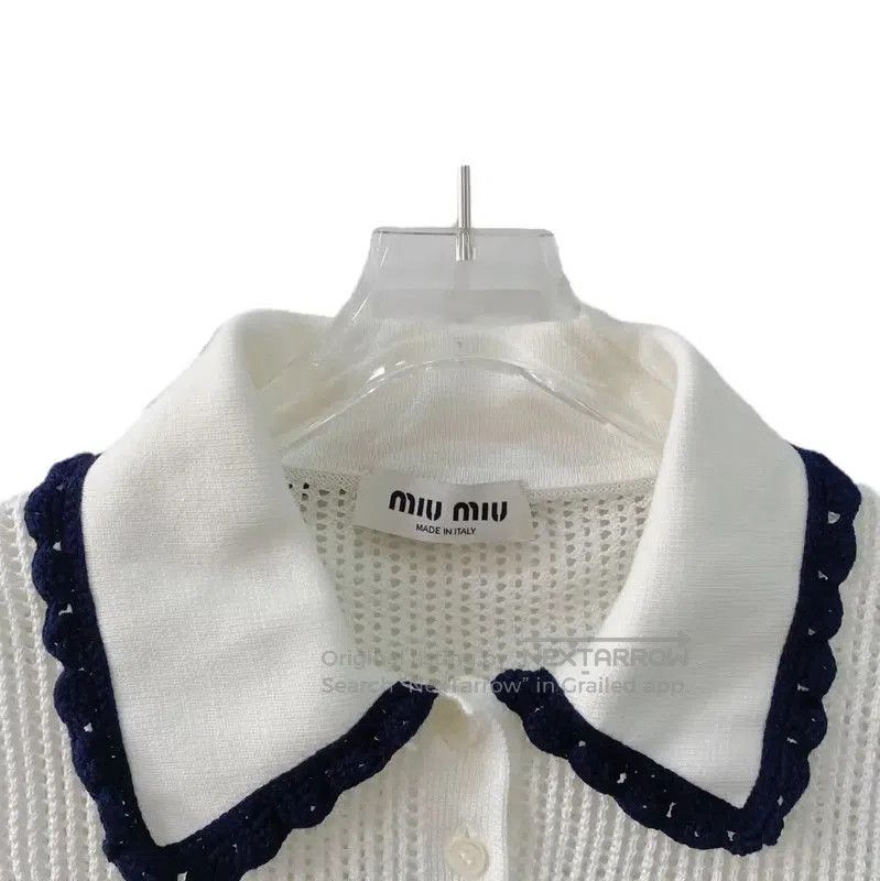 Miu Miu Miu Miu White Cropped Cotton Pullover . Size L / US 10 / IT 46 - 3 Thumbnail
