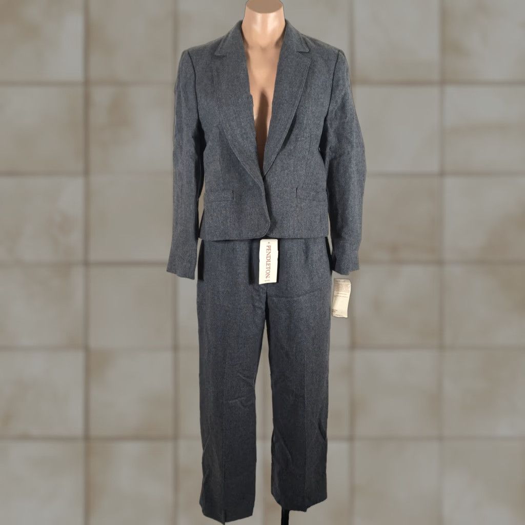 VINTAGE Pendleton Women's Suit Set Sz 12 Blazer Skirt Wool 80s