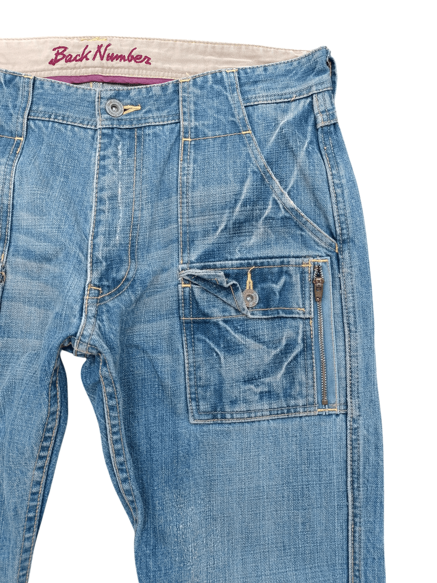 Designer VINTAGE 🔥 Back Number Japan Bush Pant Distressed Denim Size US 33 - 5 Thumbnail