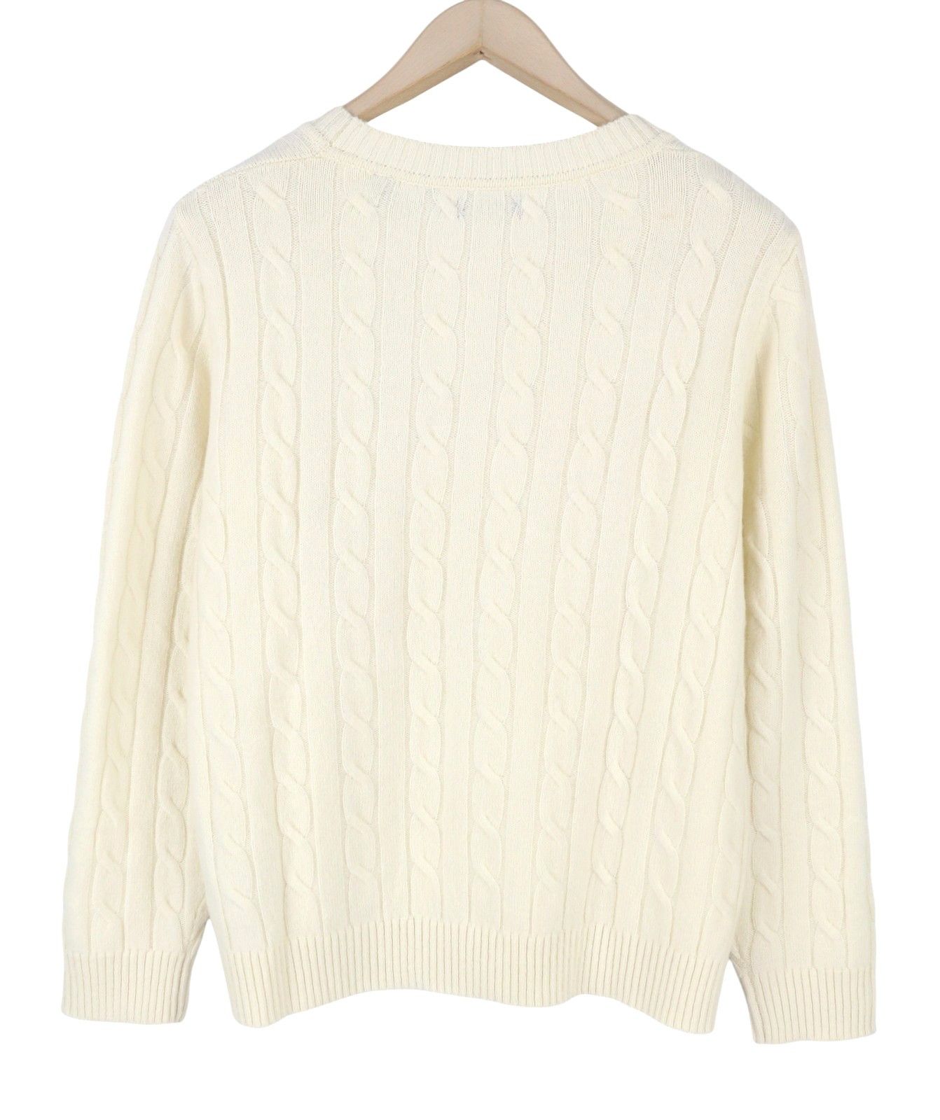 Gant LAMBSWOOL CABLE C-NECK L Cream Wool Blend Knit 88107 Size L / US 10 / IT 46 - 4 Thumbnail