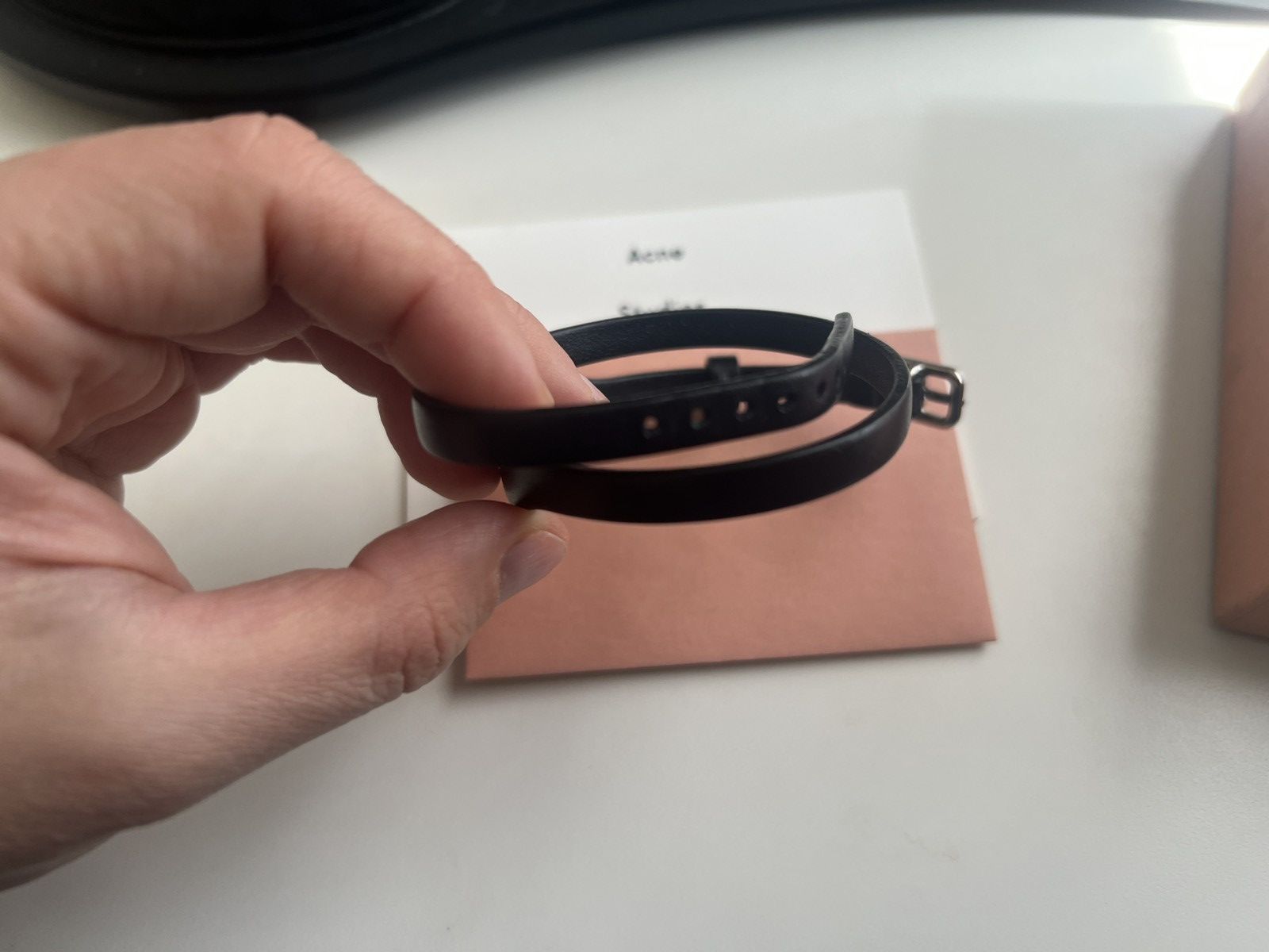 Acne Studios Acne Studios Leather bracelet. Black Size ONE SIZE - 4 Thumbnail