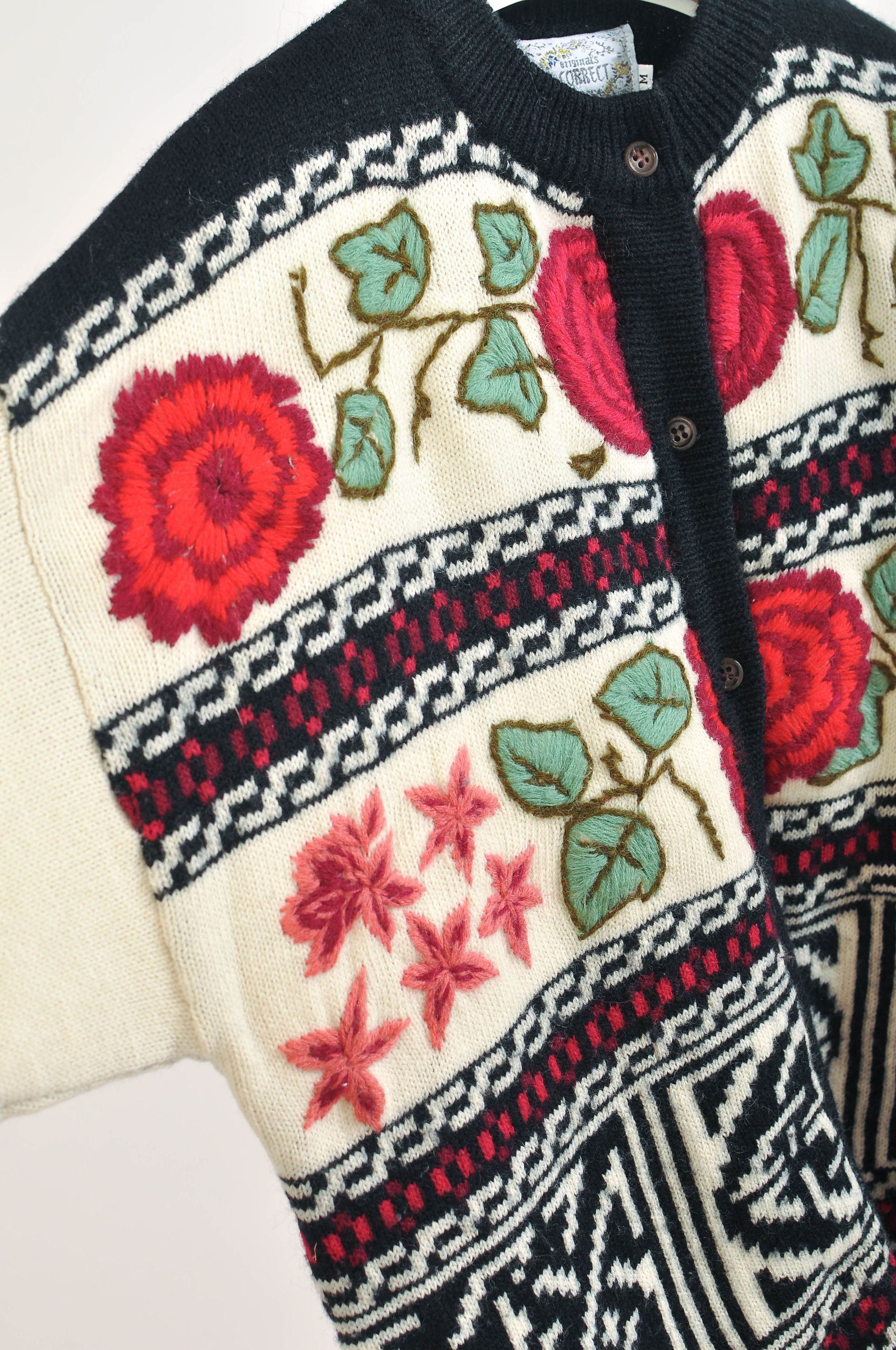 Other Vintage 90s Floral Embroidered Oversize Cardigan Size M / US 6-8 / IT 42-44 - 3 Thumbnail