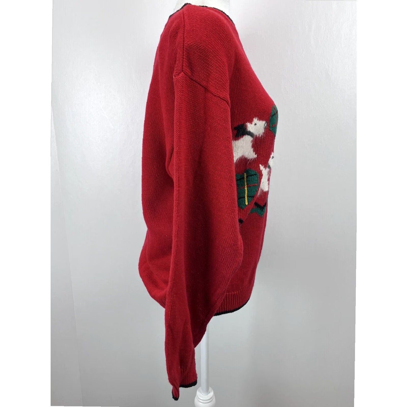 Vintage VINTAGE Bryn Connelly Womens Scottie Westie Dog Sweater Large Red 90s Crew Neck Pullover Size L / US 10 / IT 46 - 4 Thumbnail