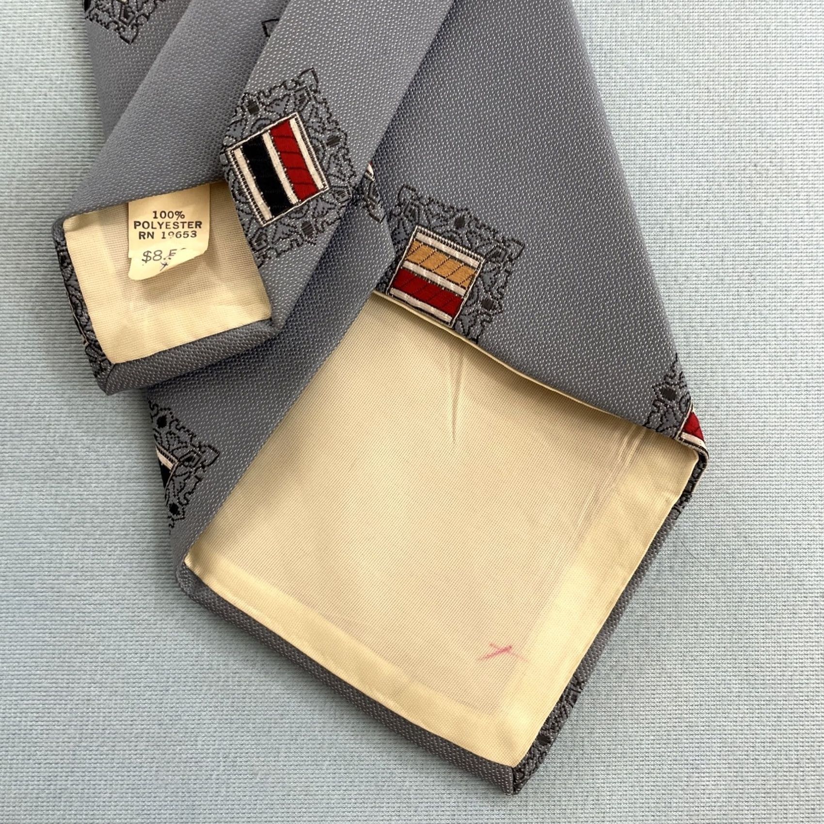 Vintage Vtg Extra Wide Necktie 4.3" Kipper Tie Handmade Jacquard Rockabilly Mob Boss Gray Neck Tie Geometric Vintage Men 57"-60" 4.3" Wide Gray Size ONE SIZE - 6 Thumbnail