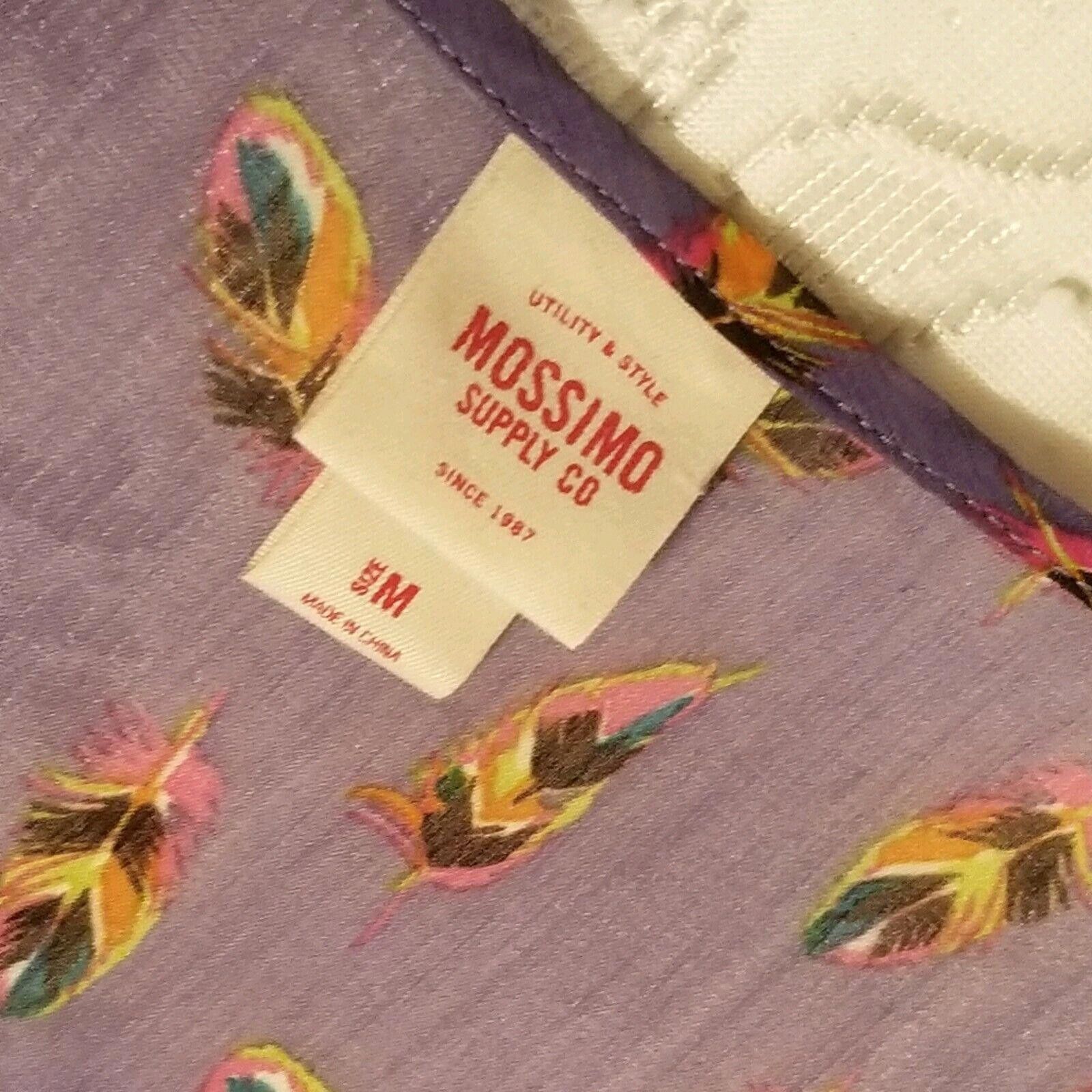 Mossimo Mossimo Top Size Medium Purple Feathers V Neck Button Down Size M / US 6-8 / IT 42-44 - 3 Thumbnail