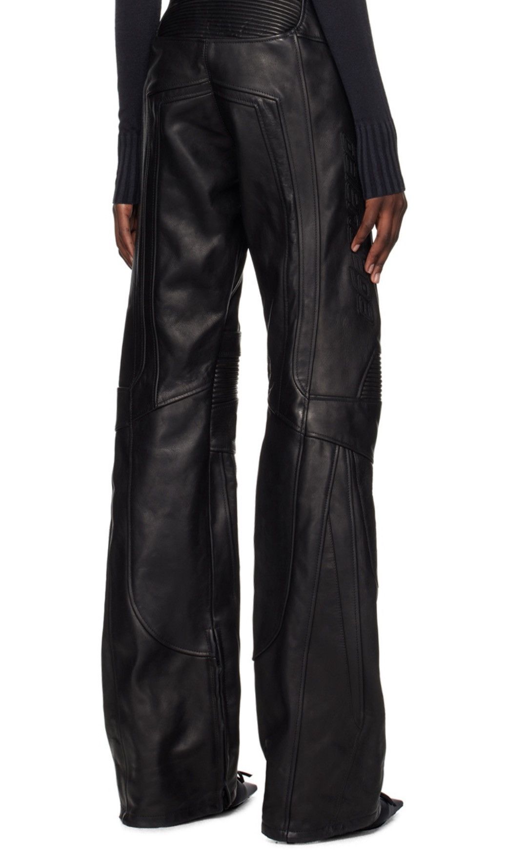 Balenciaga Black Low Waist Biker Leather Pants Size 28" / US 6 / IT 42 - 2 Thumbnail
