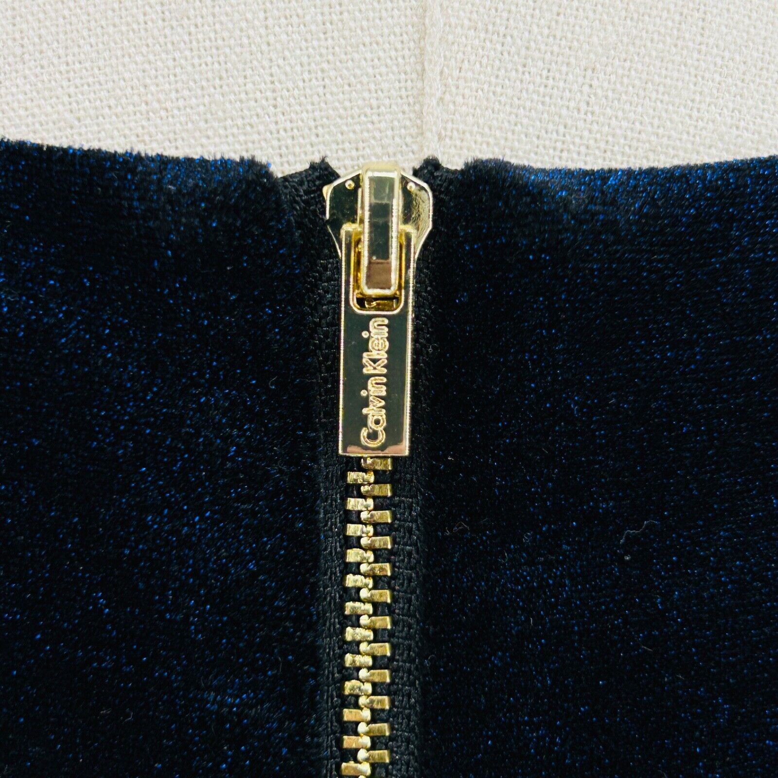 Calvin Klein NWT Calvin Klein Blue Metallic Velvet Midi Dress Size XS / US 0-2 / IT 36-38 - 6 Thumbnail